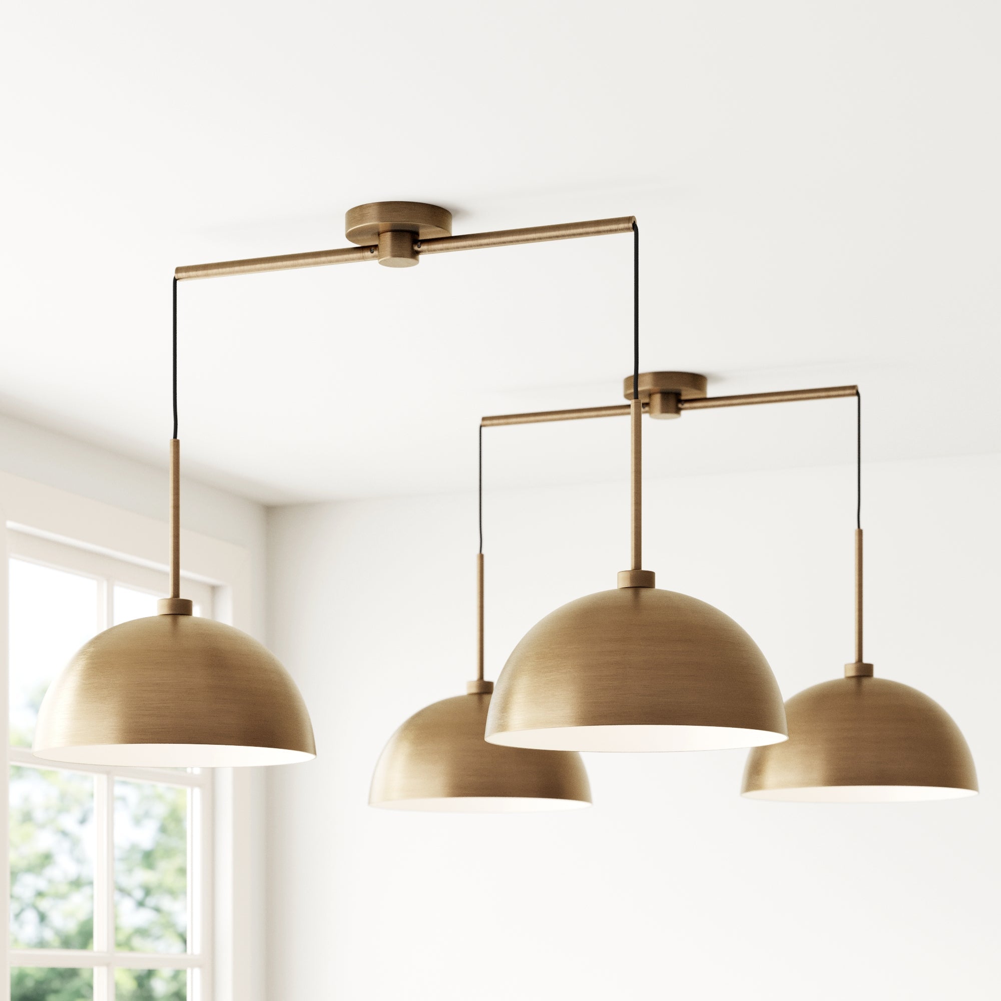 Metal Hanging Pendant Lights Brass (Set of 2)