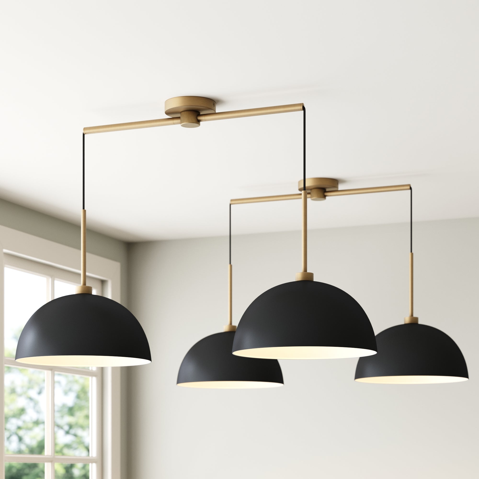 Metal Hanging Pendant Lights Black (Set of 2)