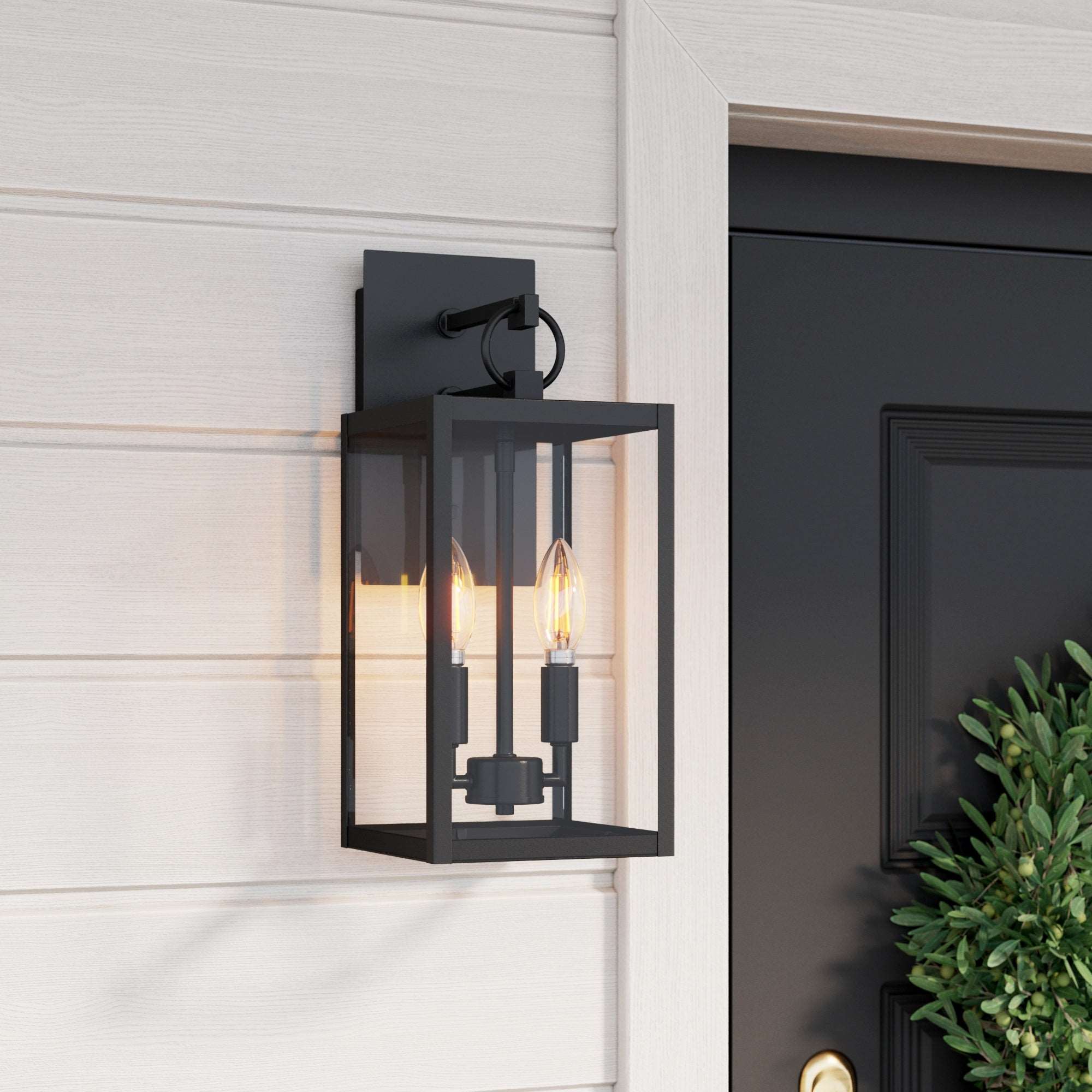 Metal Lantern Outdoor Wall Light | Ferris Matte Black