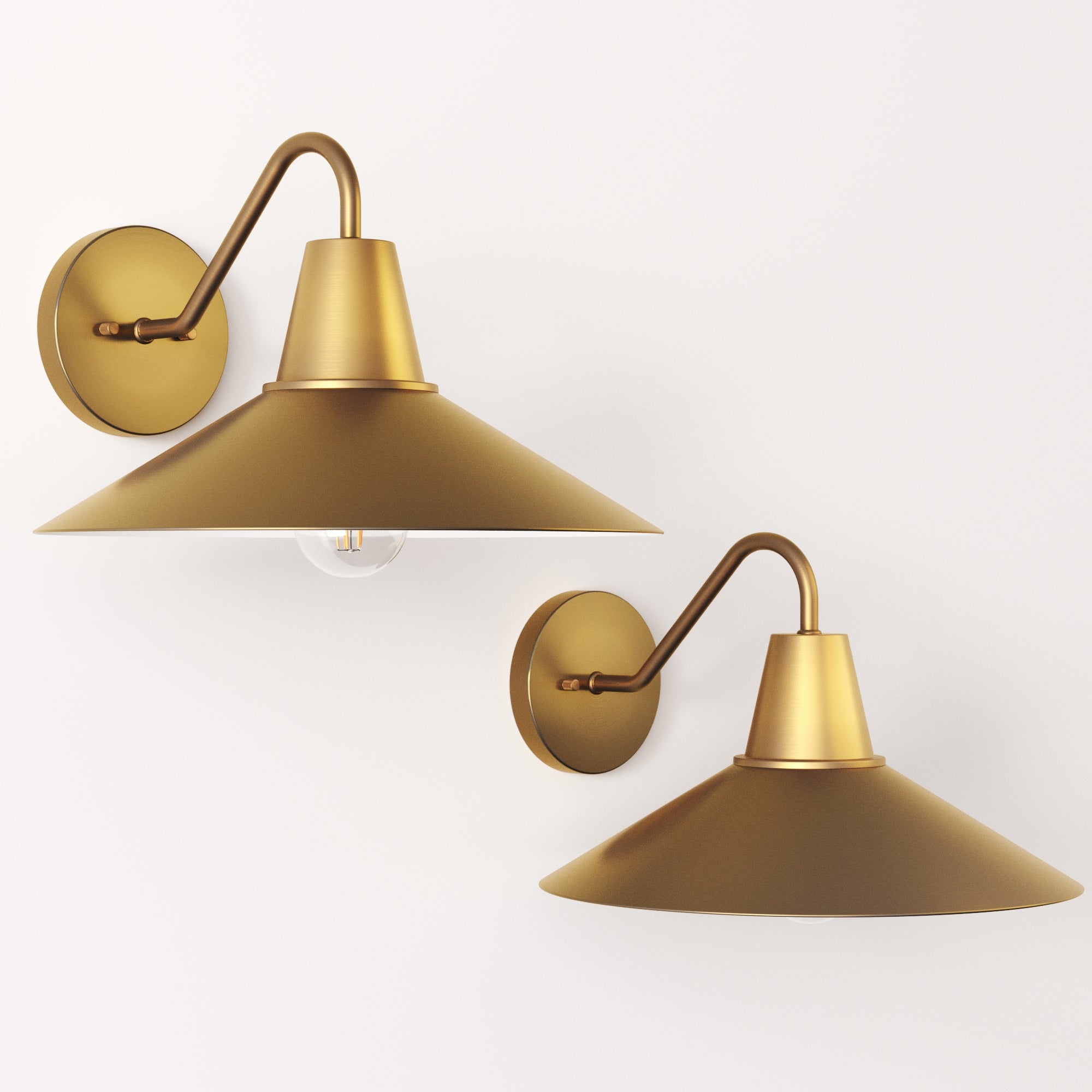 Mid-Century Modern Metal Vintaged Brass Wall Sconce (Set of 2)