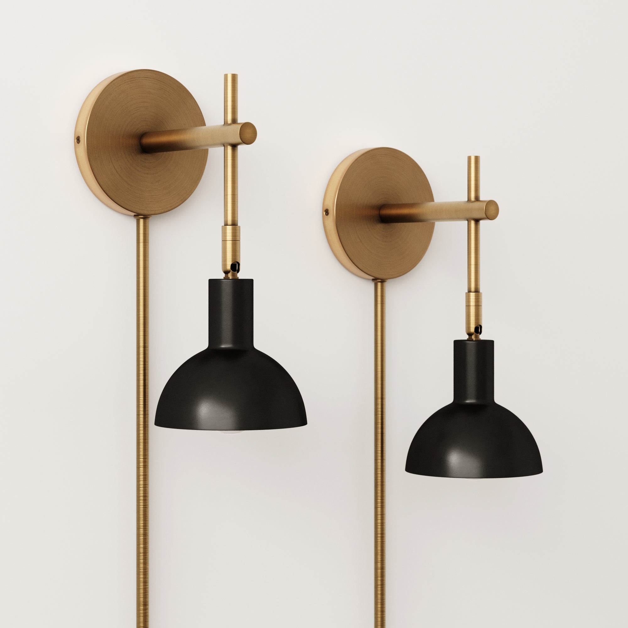 Plug-in Metal Wall Light Black Brass (Set of 2)