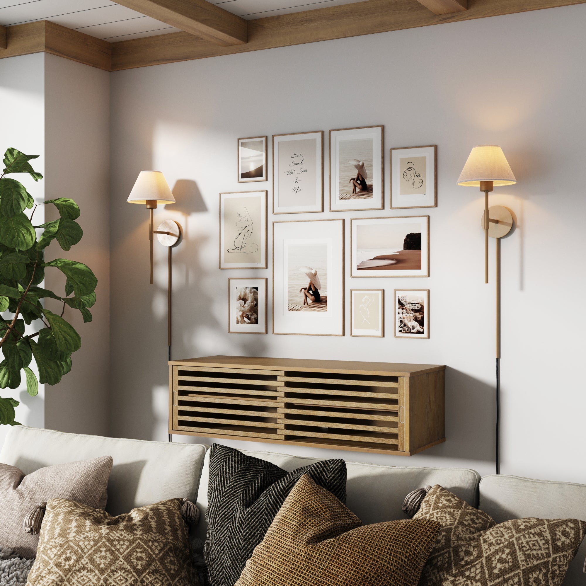 Plug-in Cotton Shade Wall Light