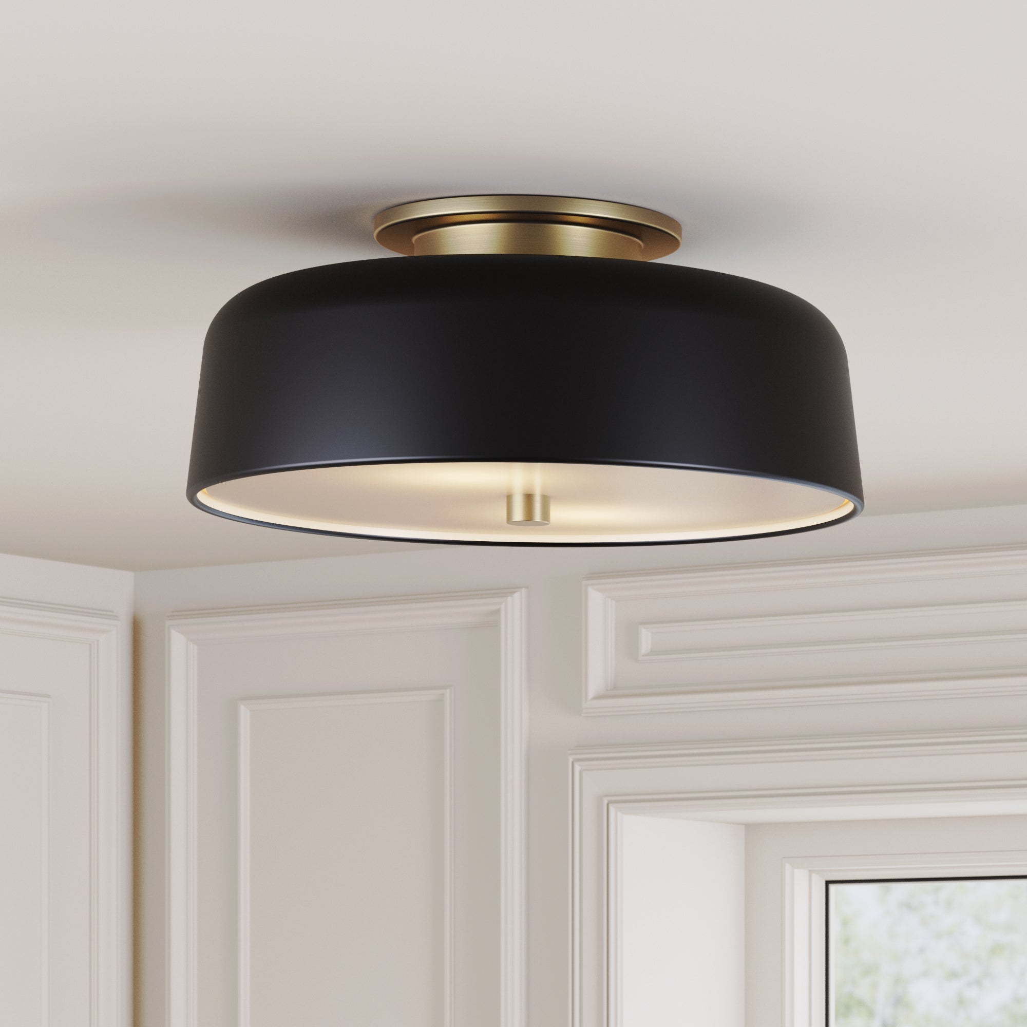 Mid-Century Flush Mount Ceiling Light Black