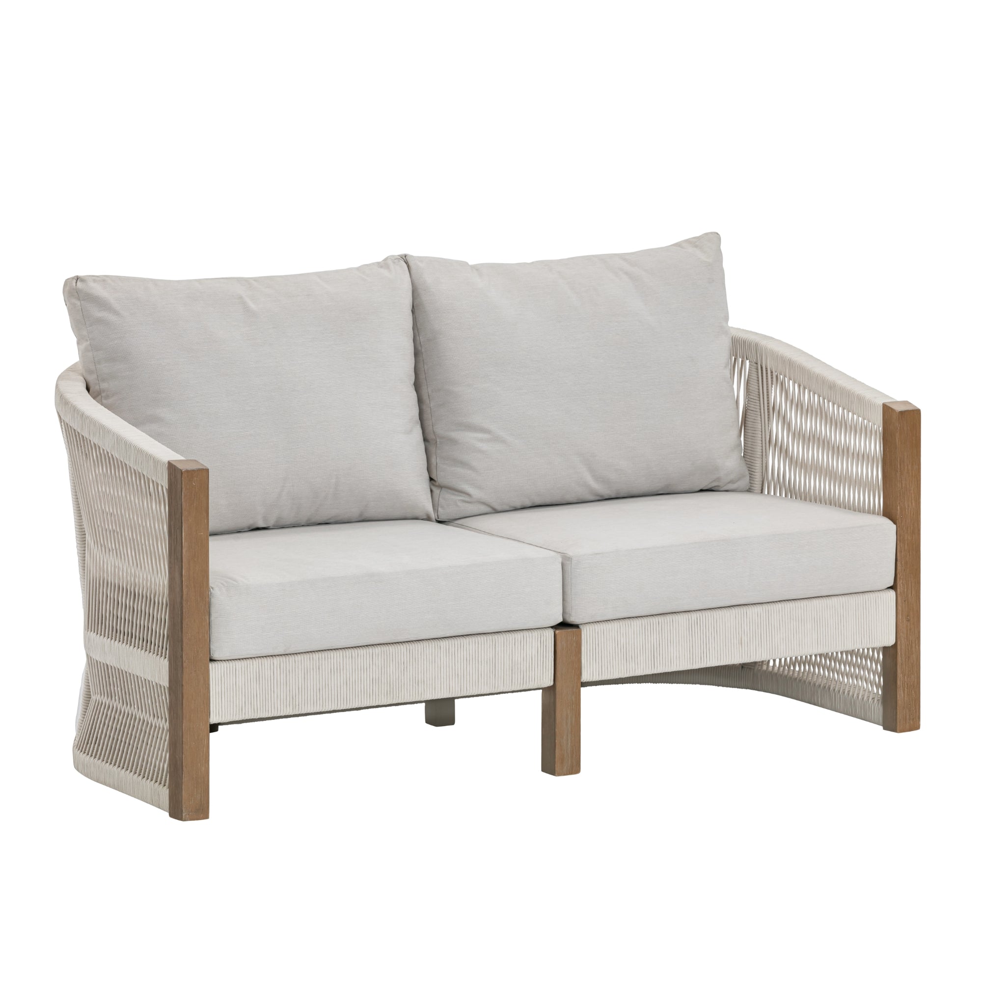 Outdoor Woven Rope Patio Loveseat Gray