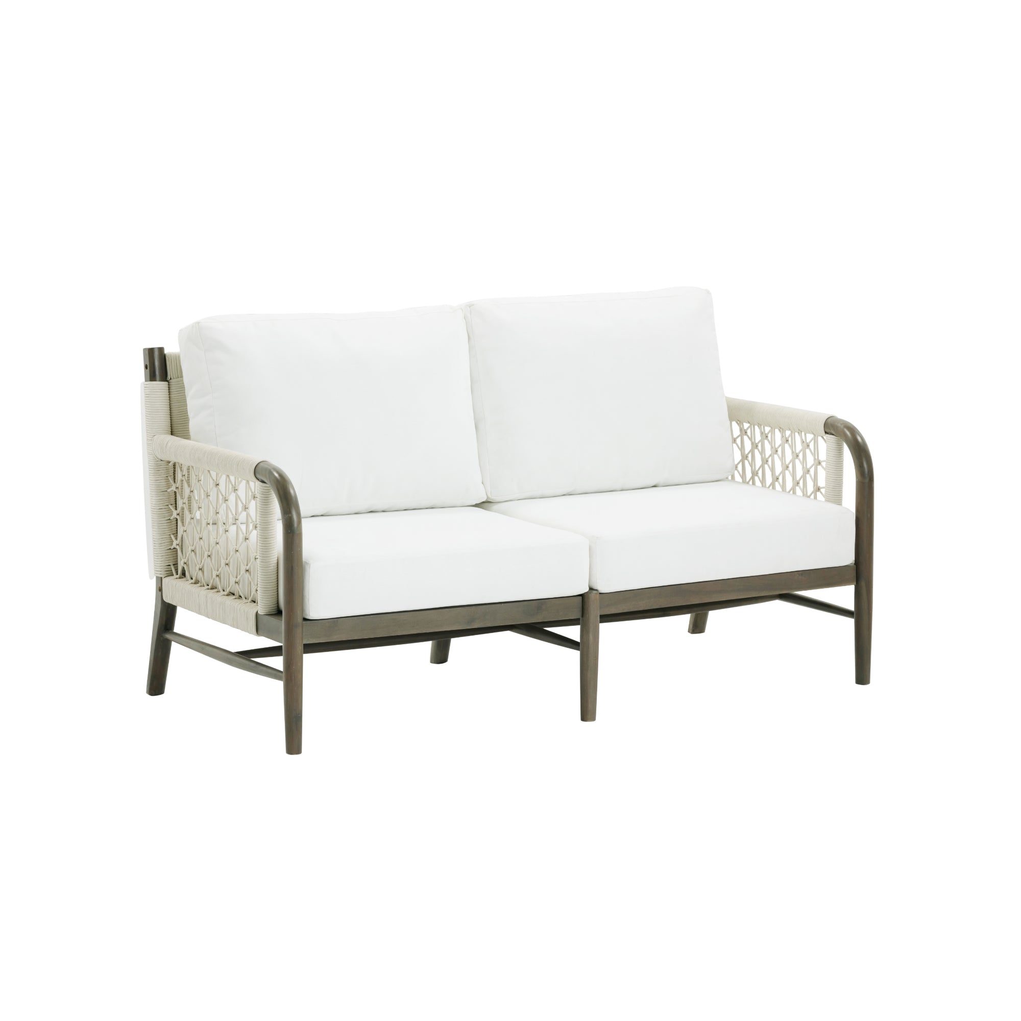 Outdoor Woven Rope Arms Patio Loveseat Graphite