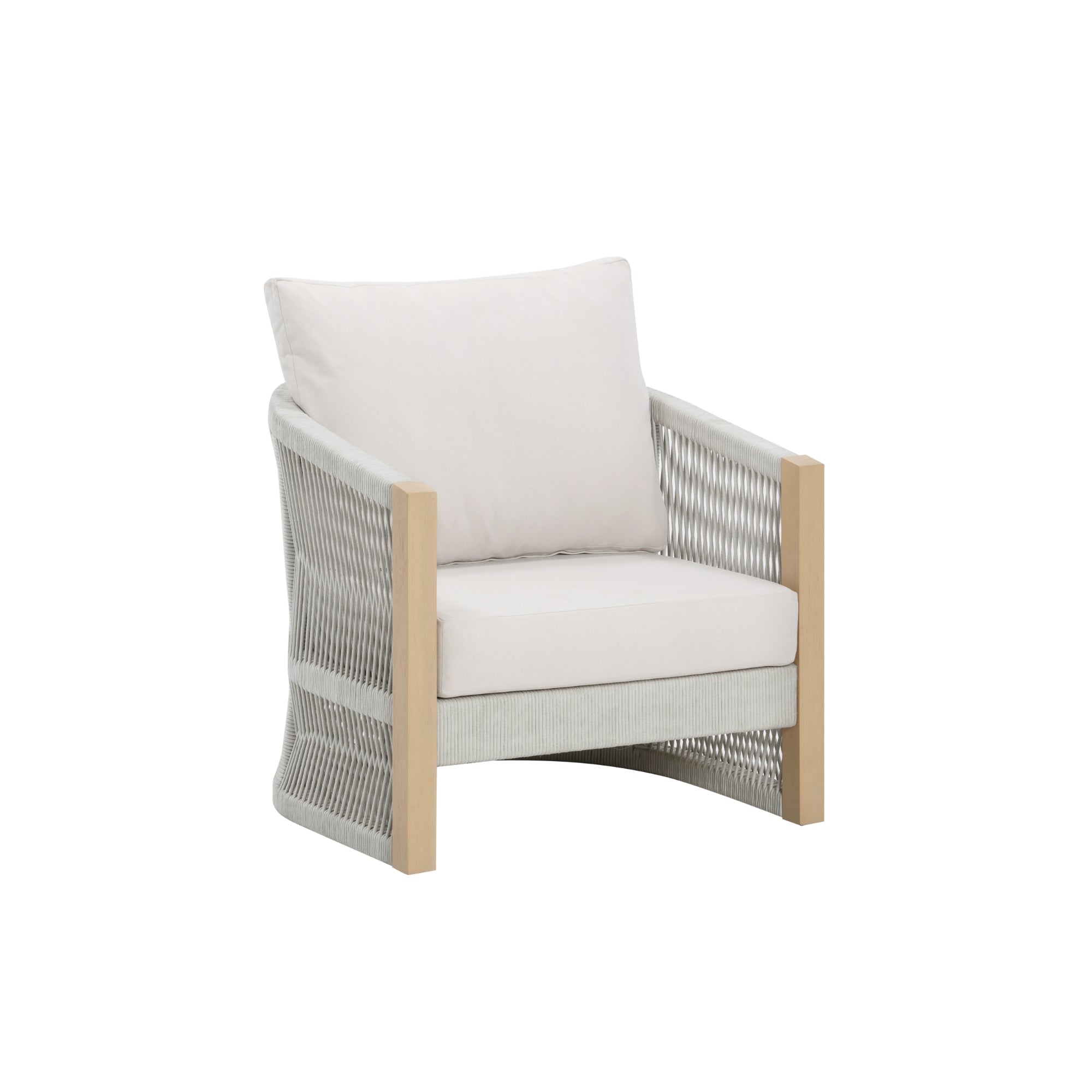 Outdoor Woven Rope Patio Arm Chair White Cream