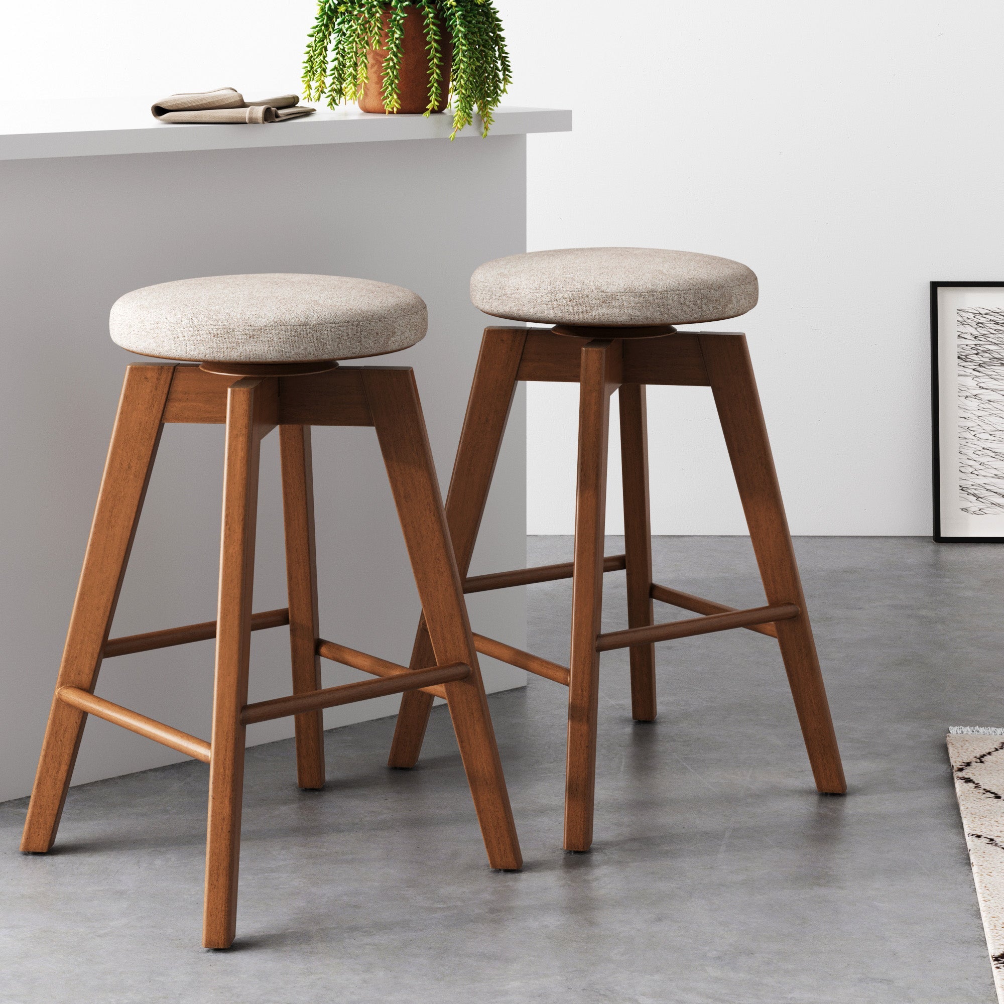 Wood Swivel Counter Height Bar Stools Brown (Set of 2)