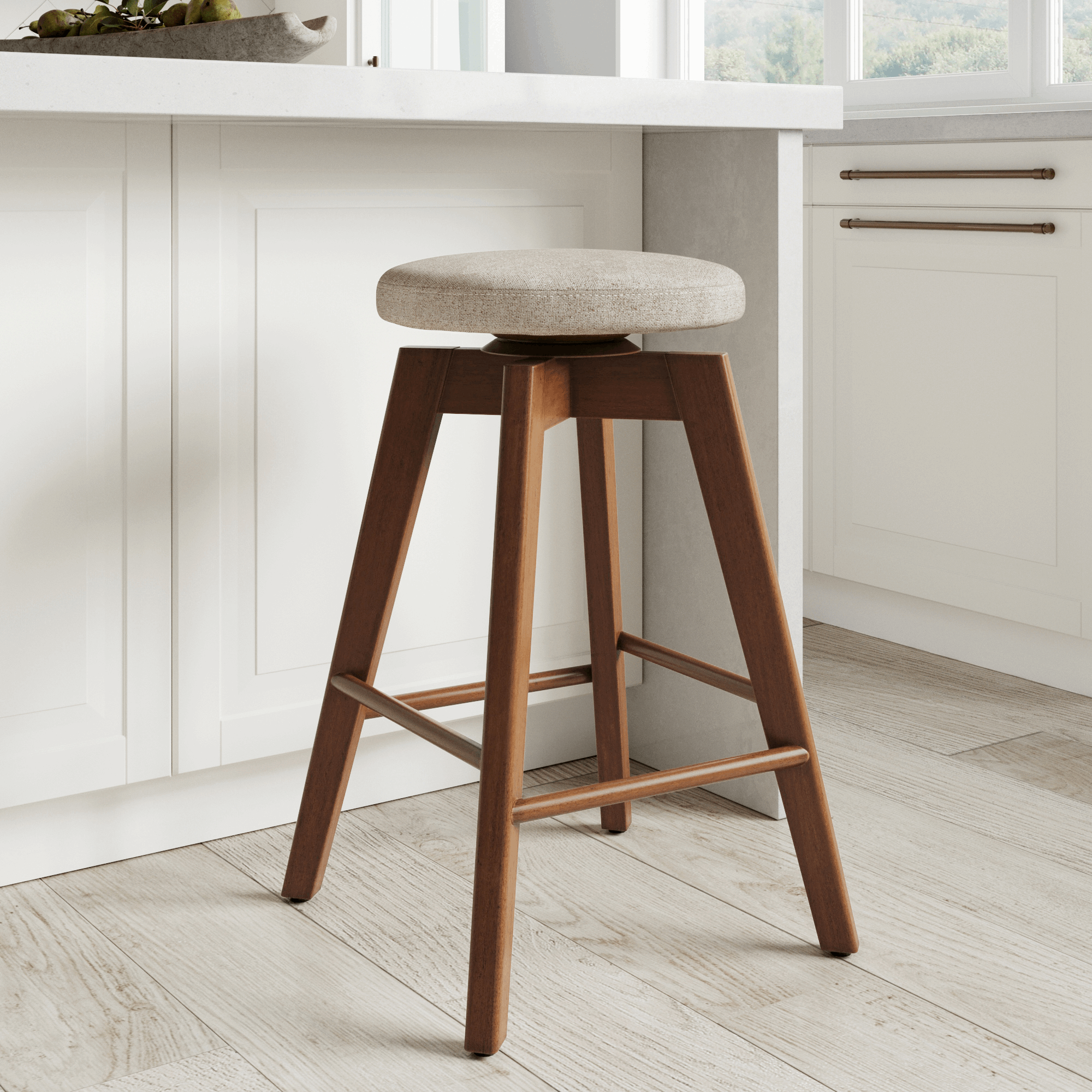 Wood Swivel Cushion Counter Height Bar Stool Antique Coffee-Wheat