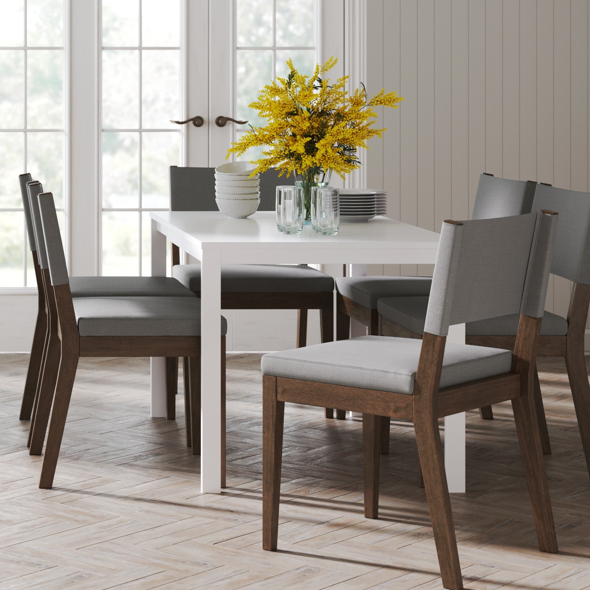 Upholstered Dining Chairs Dark Brown (Set of 6)