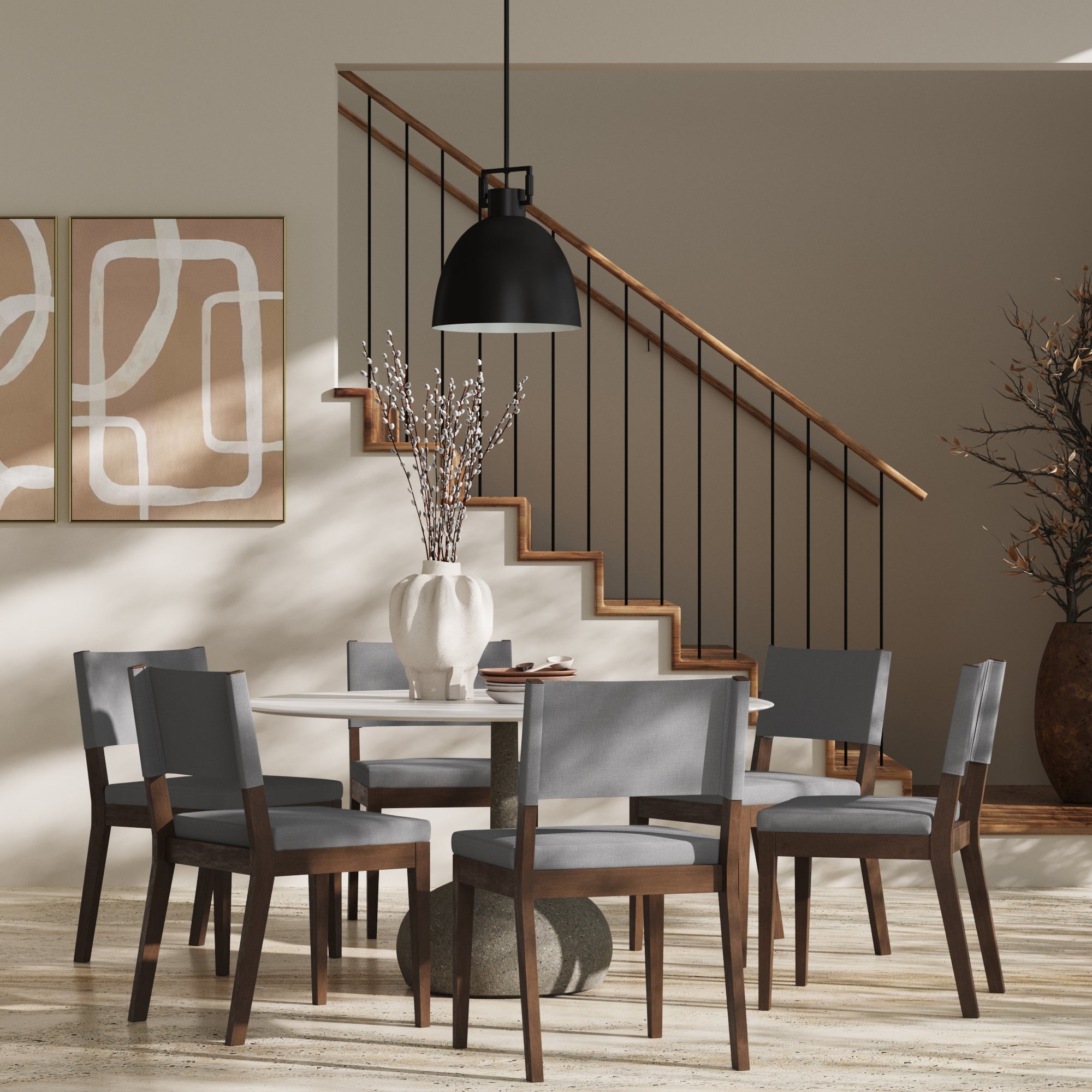 Upholstered Dining Chairs Dark Brown (Set of 6)