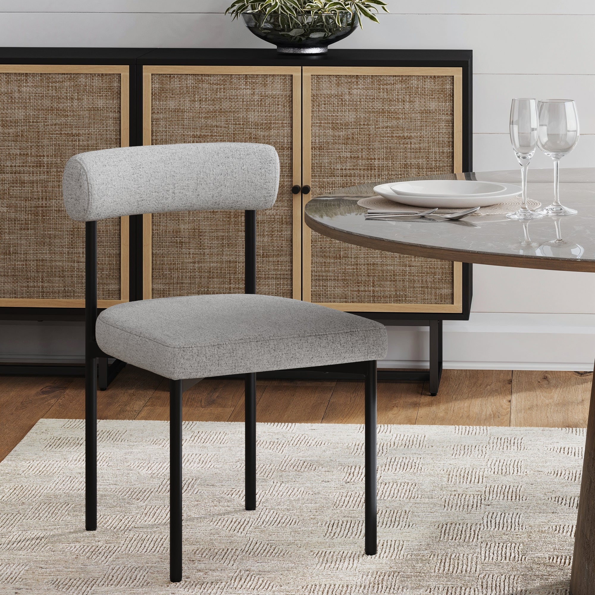 Metal Upholstered Modern Dining Chair Gray