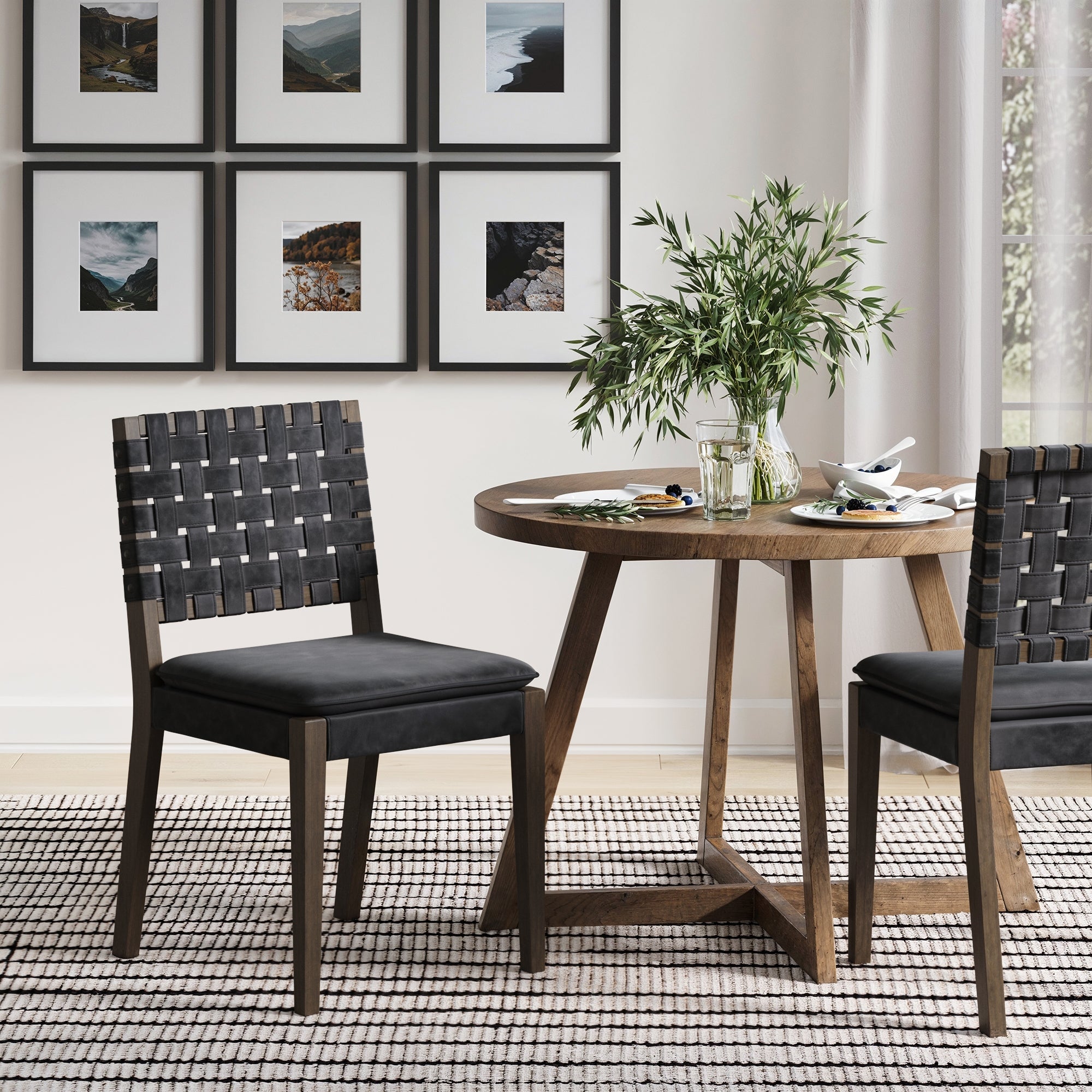 Faux Leather Dining Chairs Black (Set of 2)