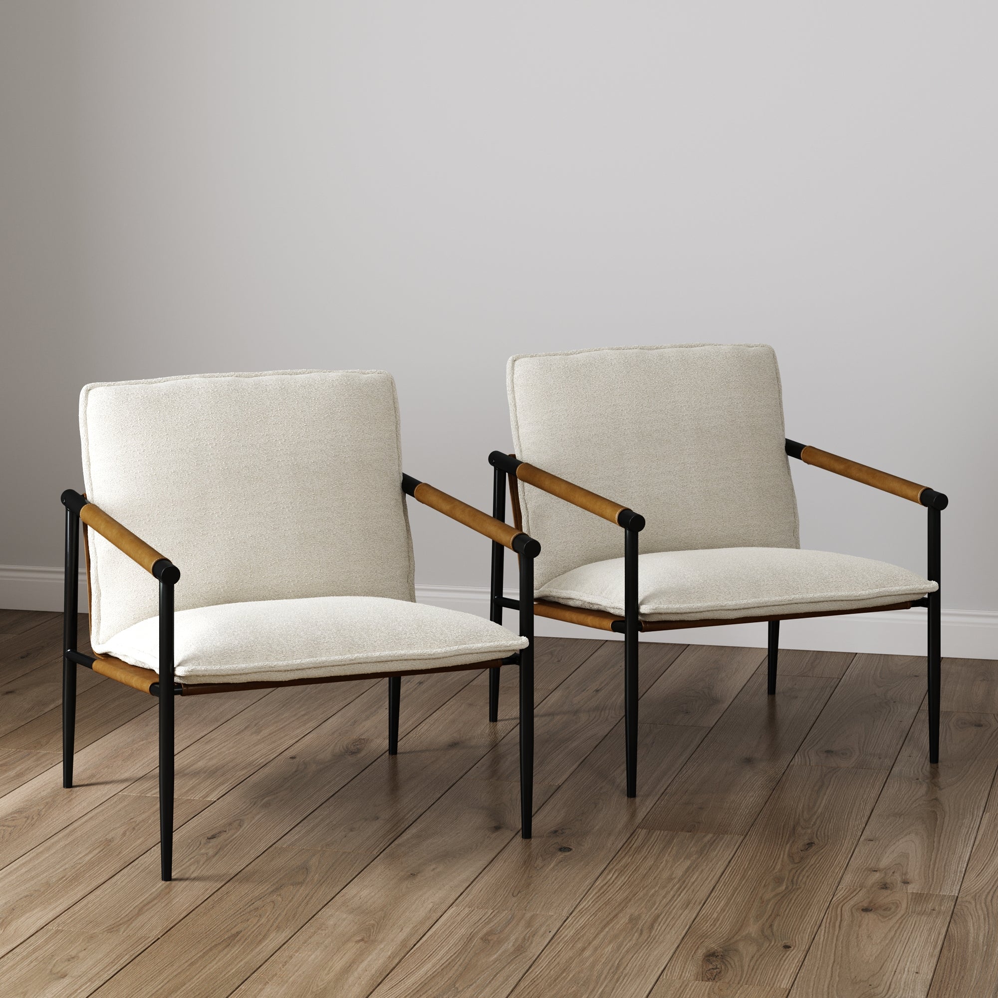 Boucle & Metal Accent Chairs (Set of 2)