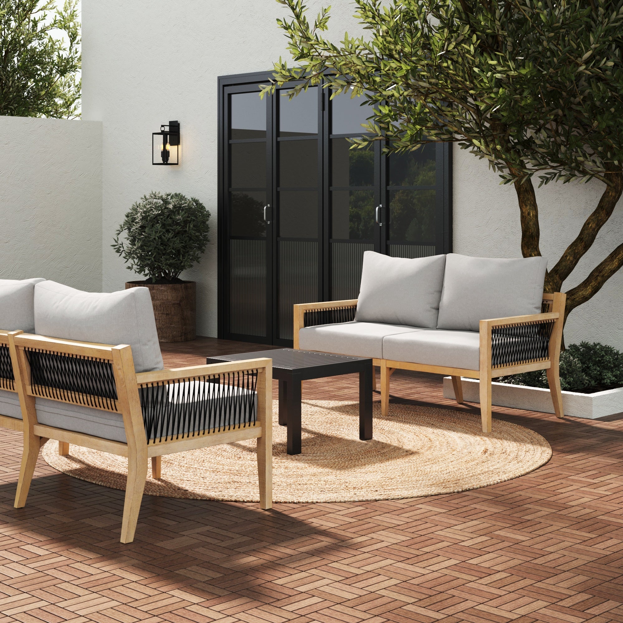 Outdoor Patio Couches Gray Acacia (Set of 2)