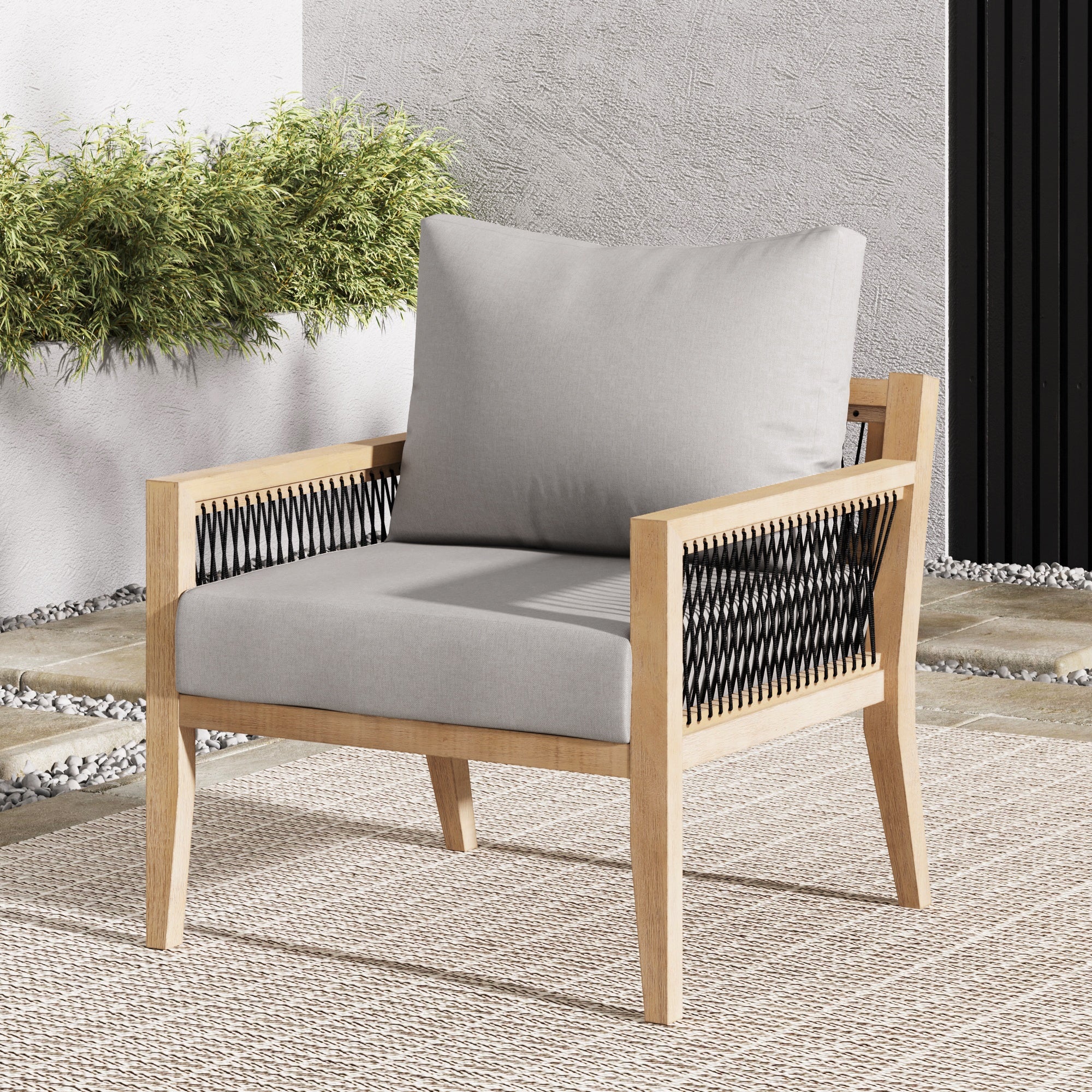 Solid Wood Outdoor Patio Arm Chair Acacia