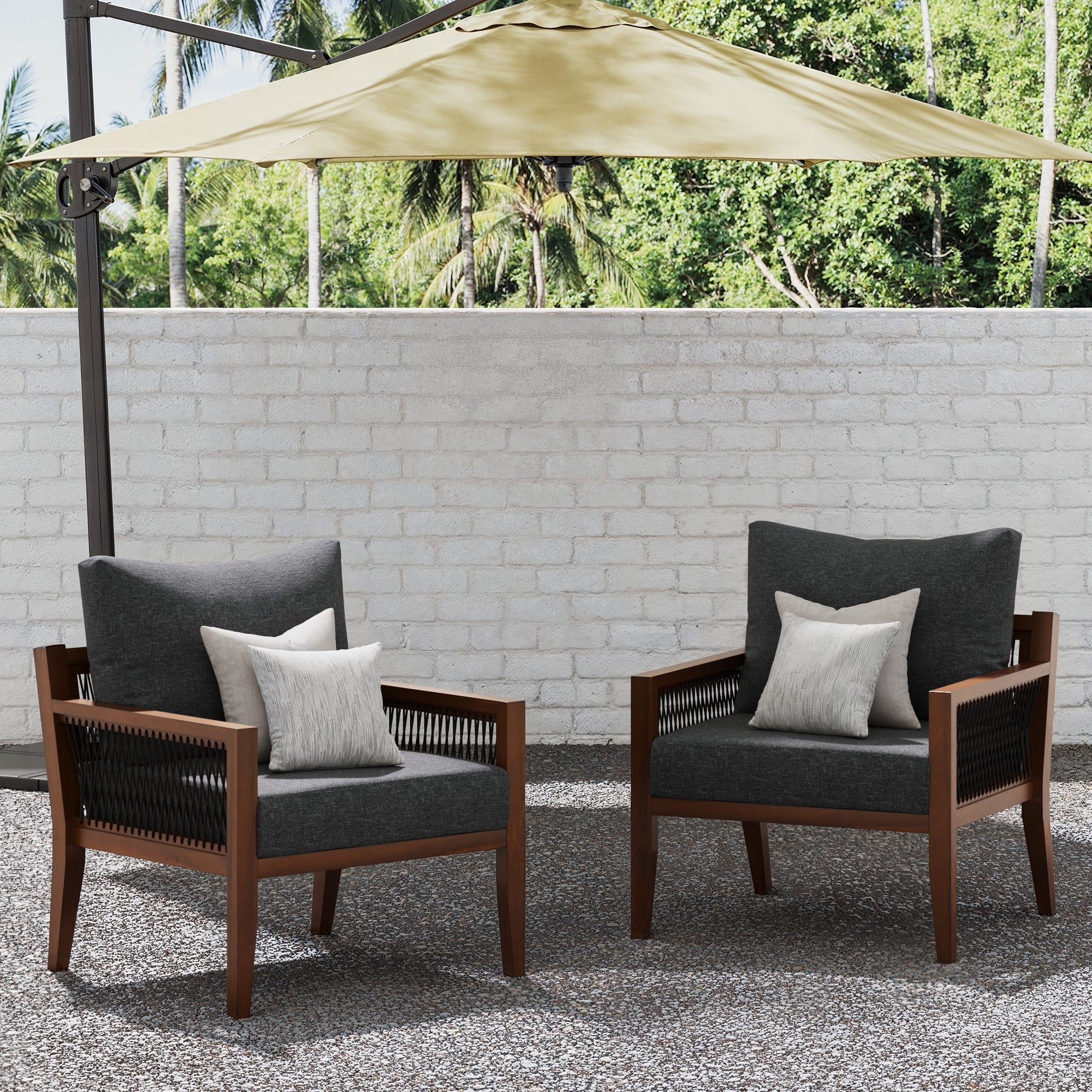 Outdoor Patio Arm Chairs Gray (Set of 2)