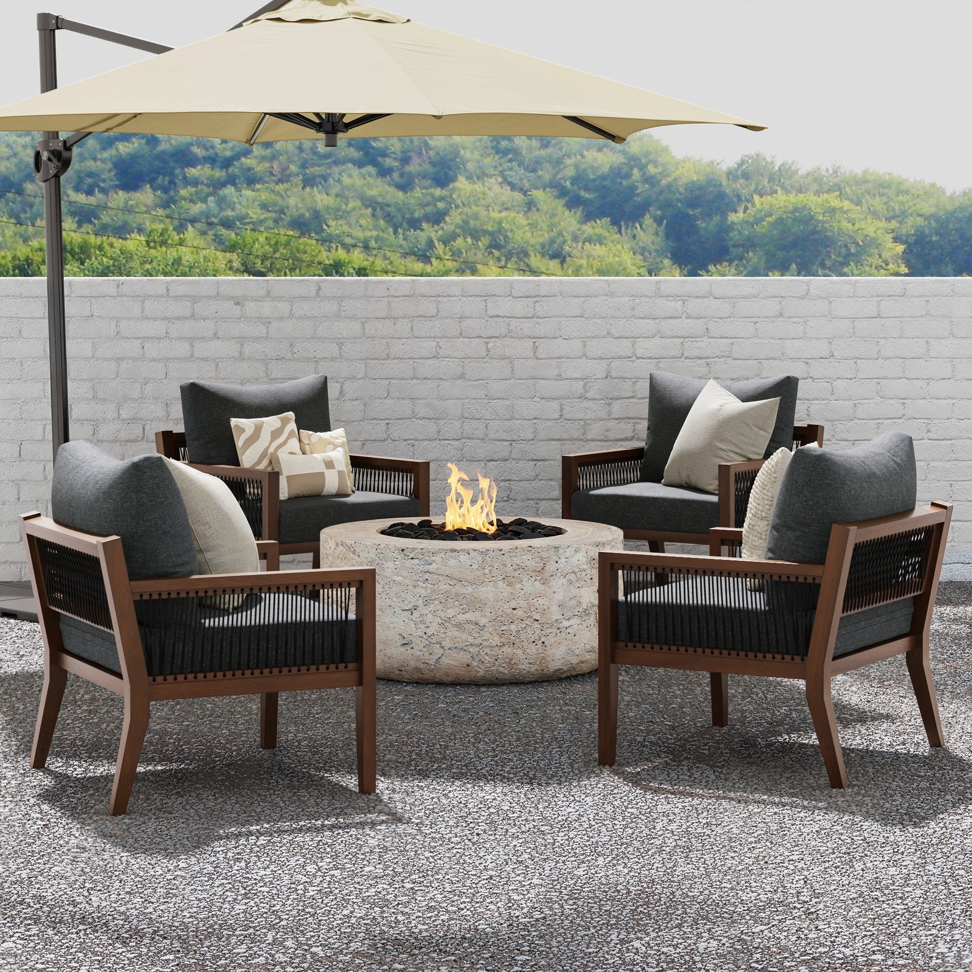 Outdoor Patio Arm Chairs Gray (Set of 4)