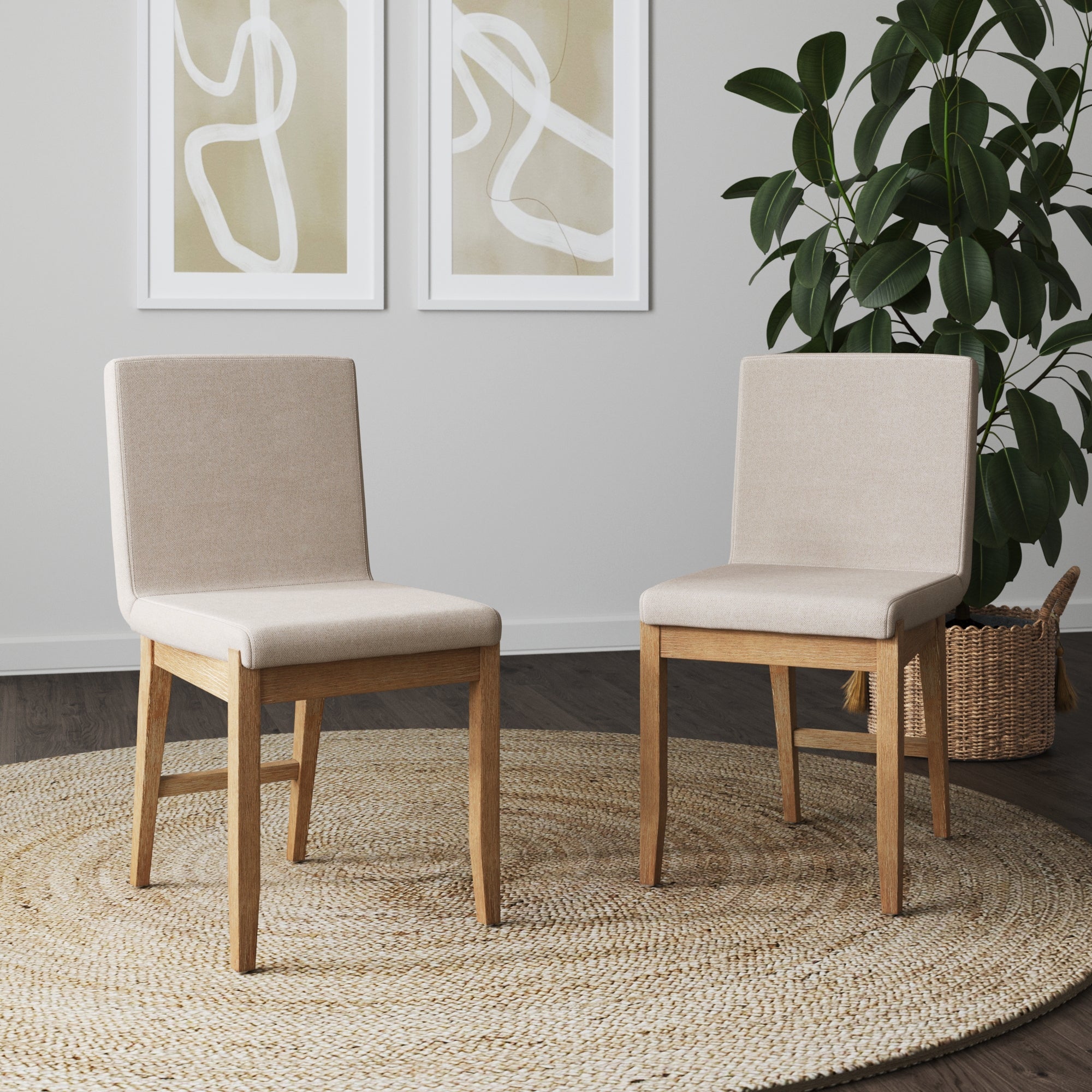 Dining Chair Light Brown Flax (Set of 2)