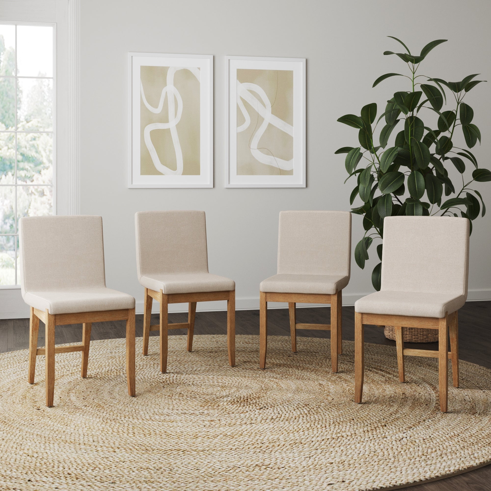 Dining Chairs Light Brown Flax (Set of 4)