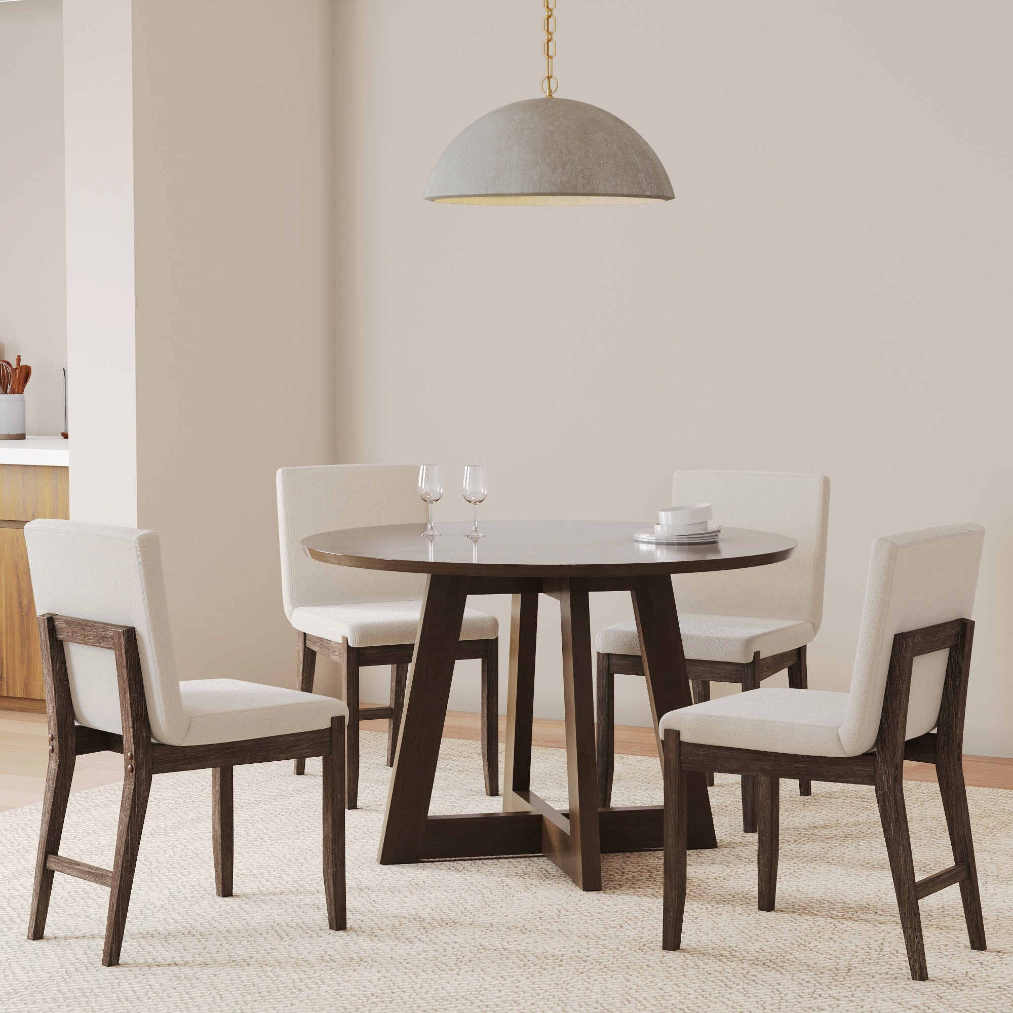 Exposed Back Dining Chairs Dark Brown (Set of 4)