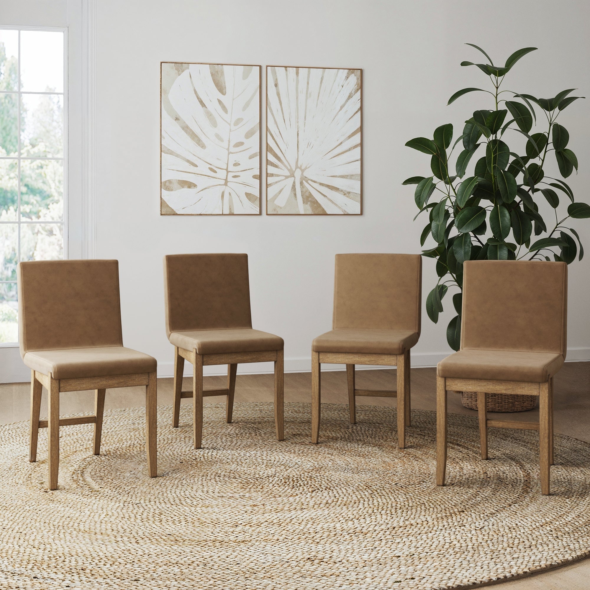 Exposed Back Dining Chairs Light Brown (Set of 4)