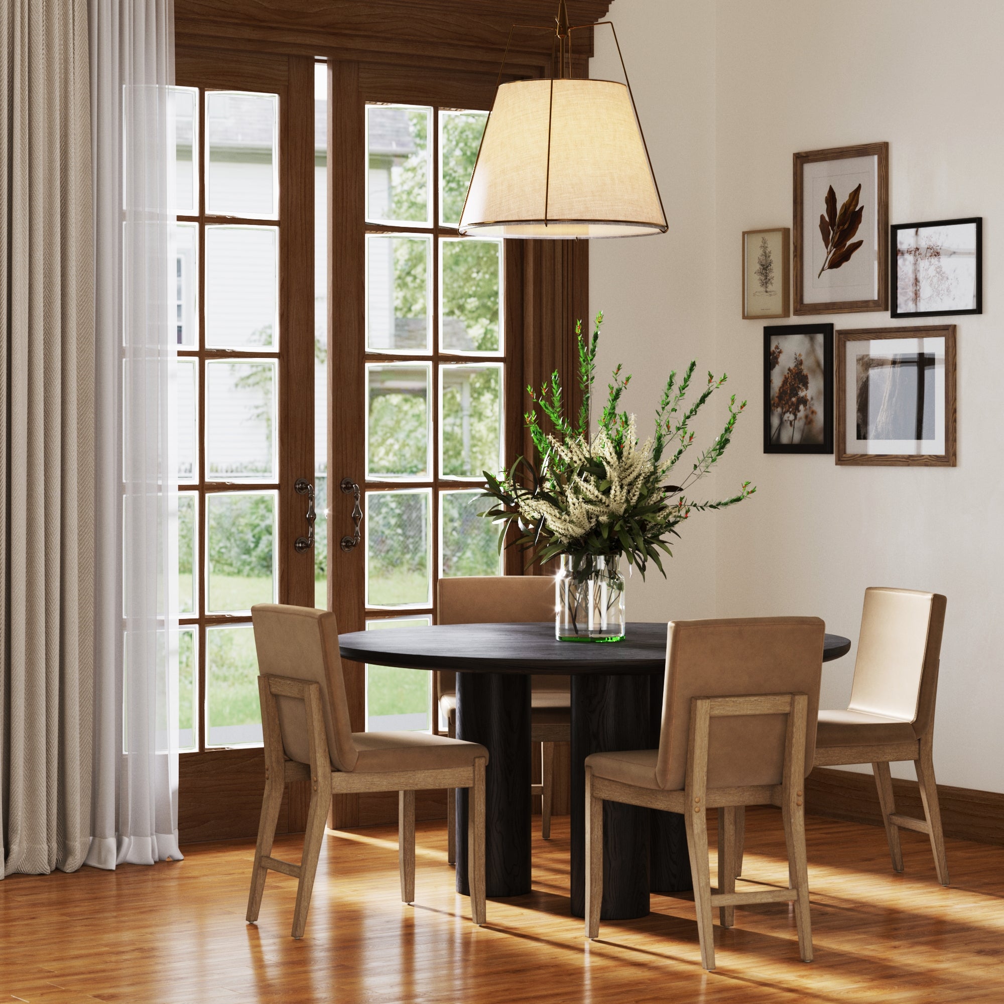 Exposed Back Dining Chairs Light Brown (Set of 4)