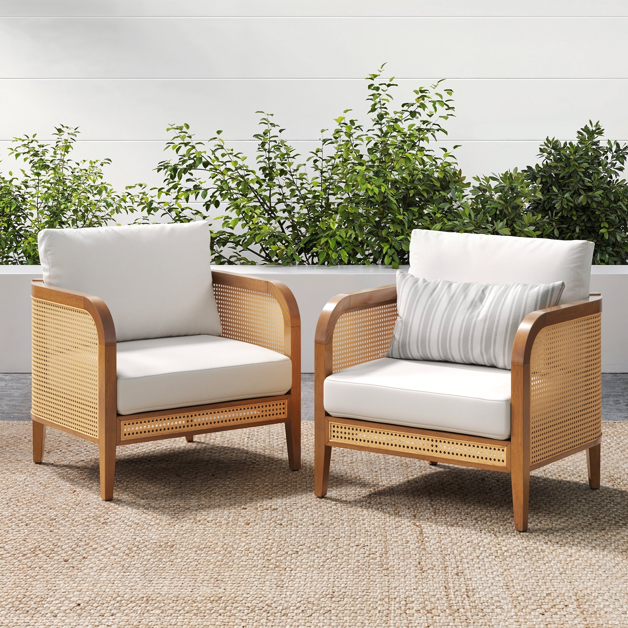 Rattan Outdoor Patio Arm Chairs (Set of 2)