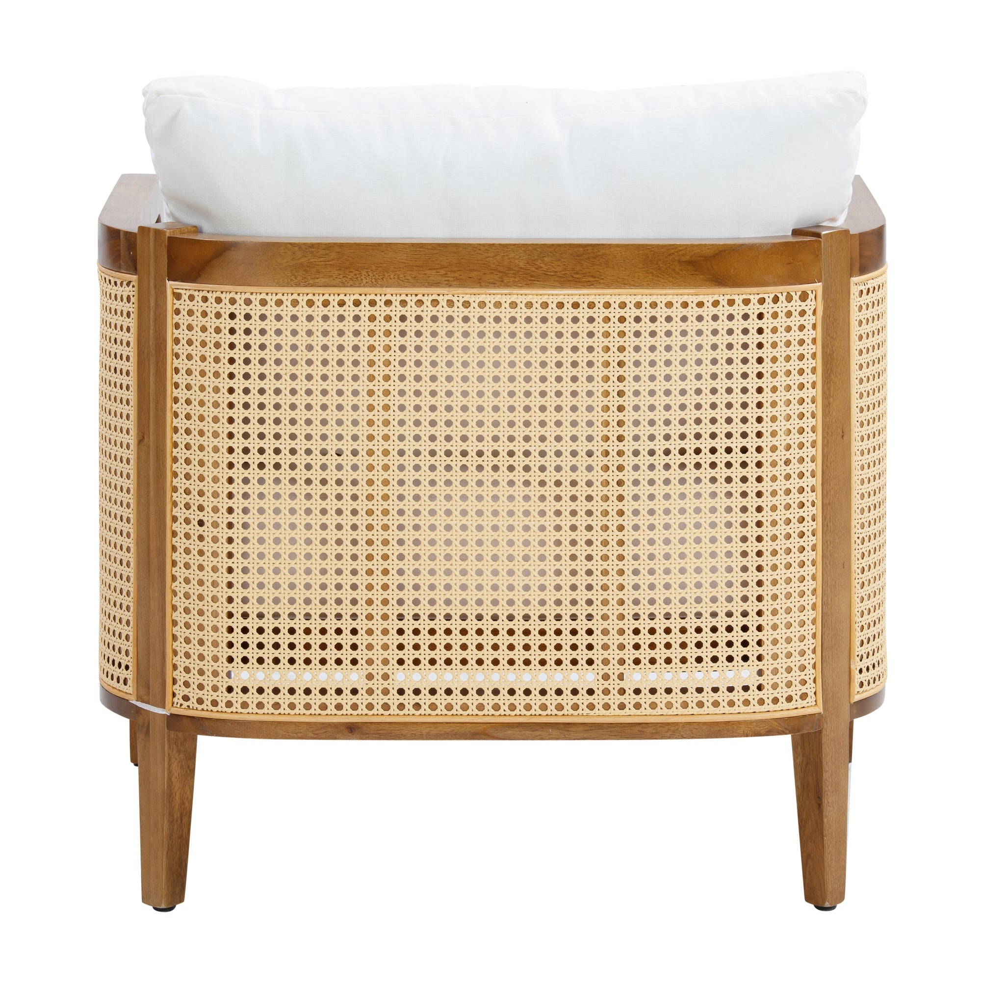 Solid Wood & Rattan Outdoor Patio Cushioned Arm Chair