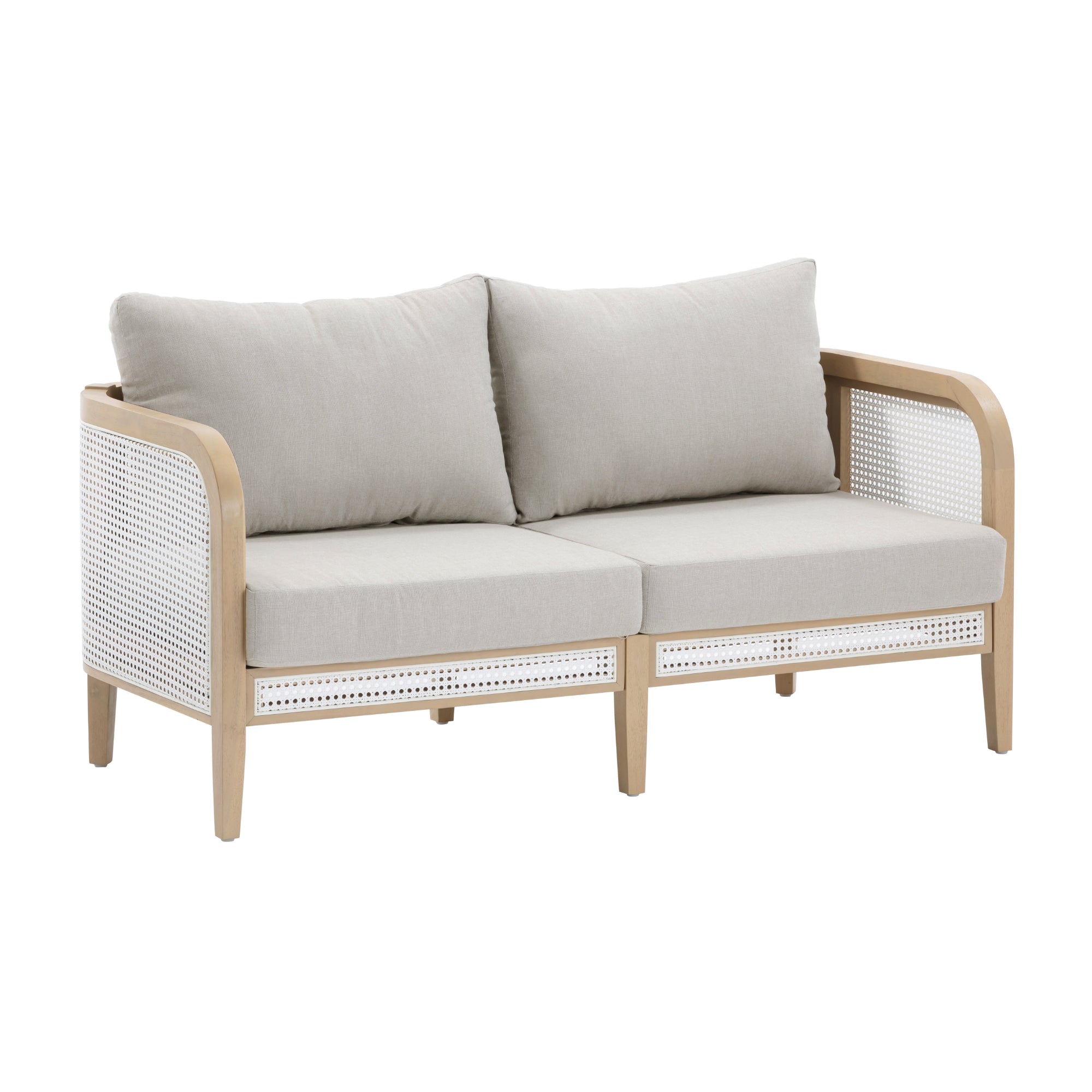 Rattan Outdoor Patio Cushioned Loveseat Gray Oak