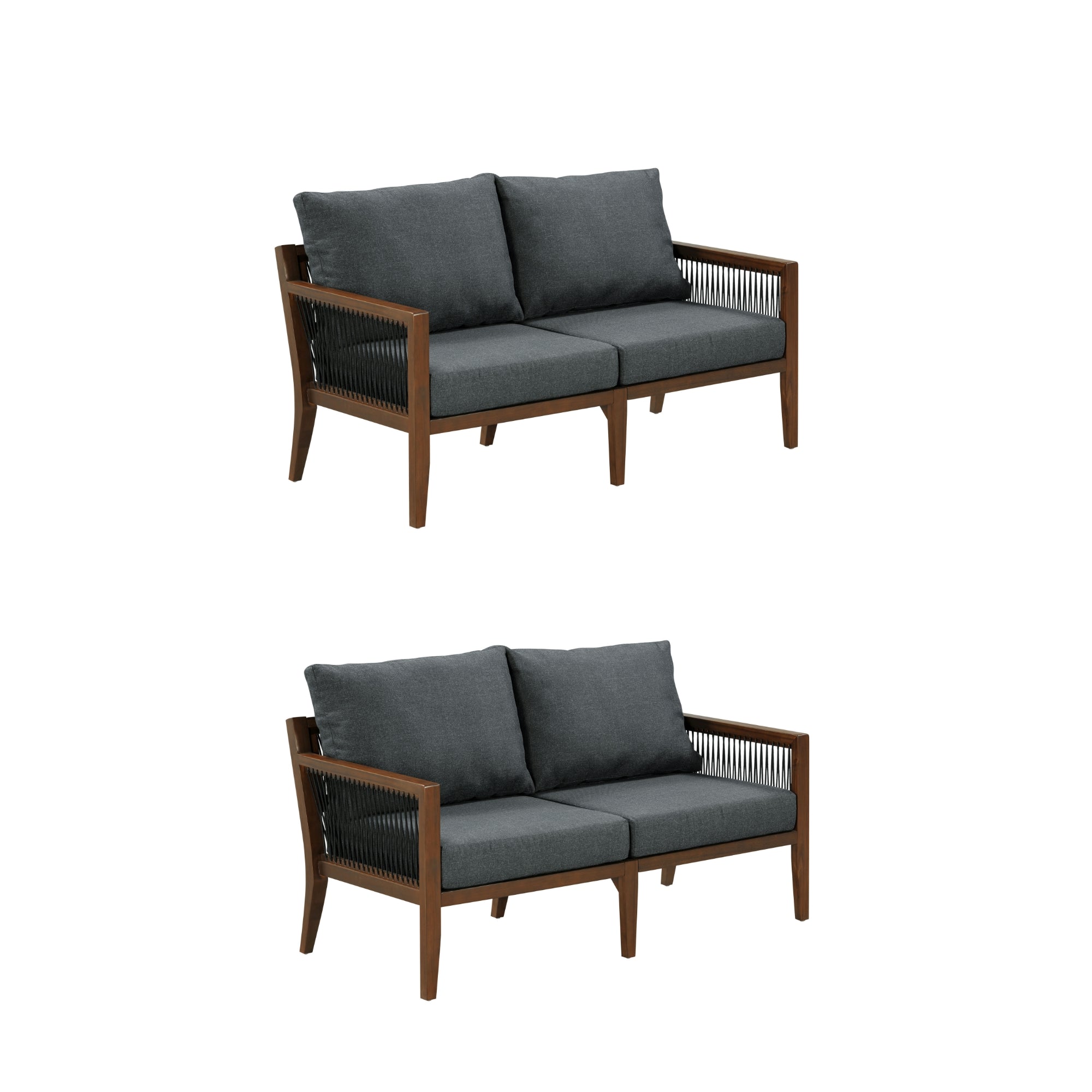 Outdoor Wood Patio Loveseats Gray (Set of 2)