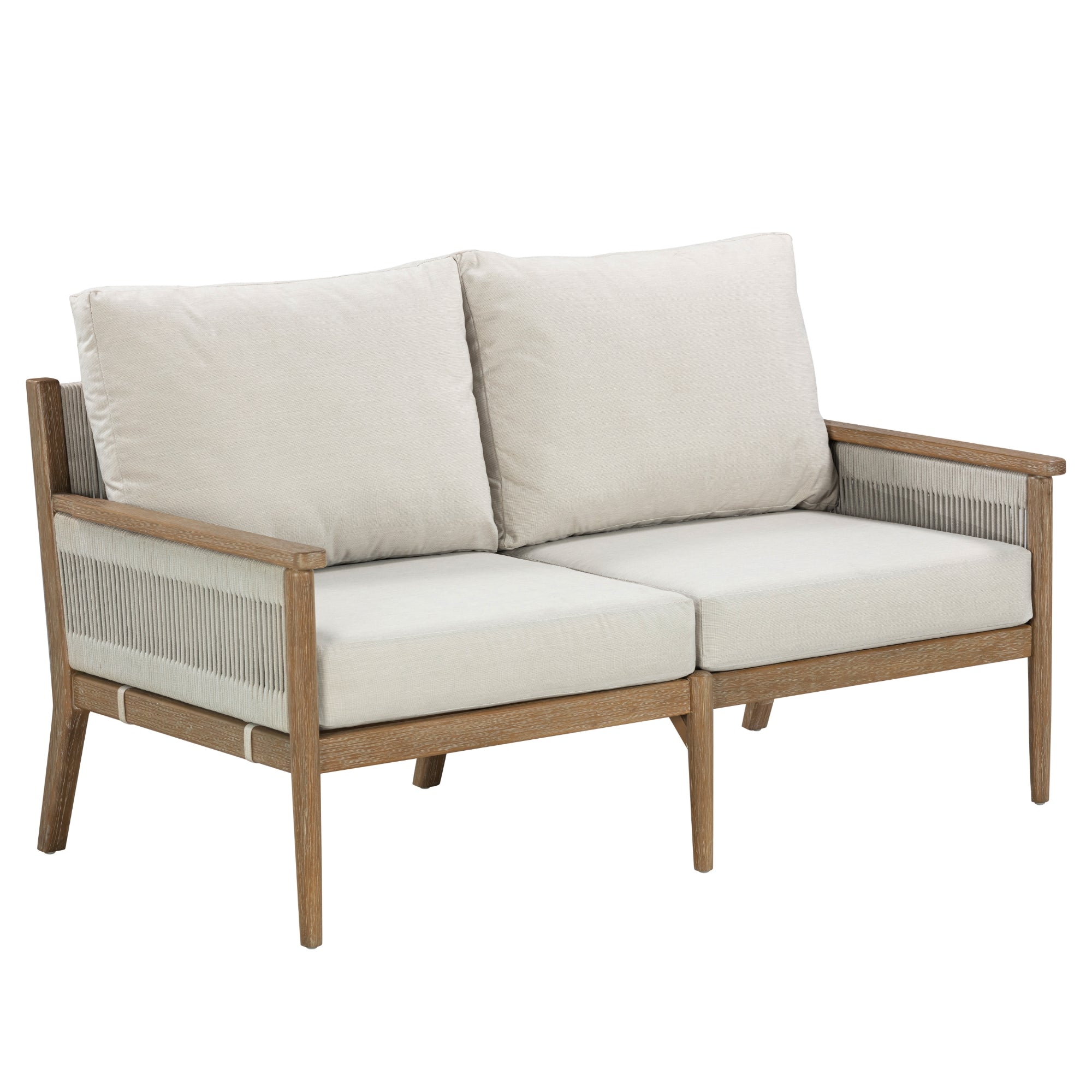 Solid Wood Outdoor Patio Cushioned Loveseat Sofa