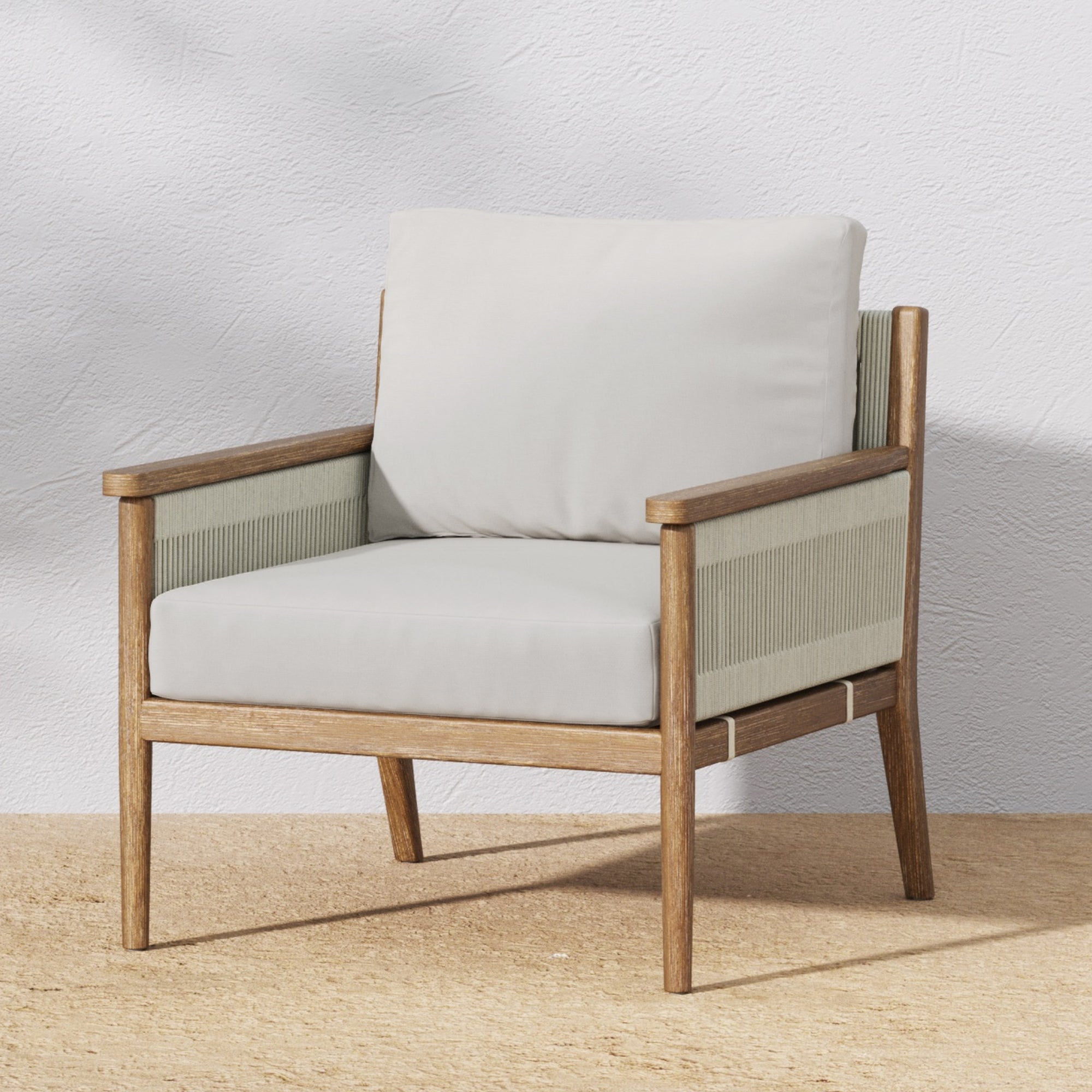 Solid Wood Outdoor Patio Cushioned Arm Chair