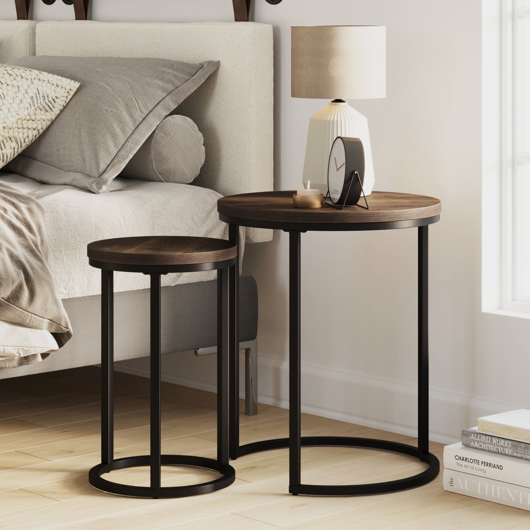 Nesting Round End Table Set Nutmeg