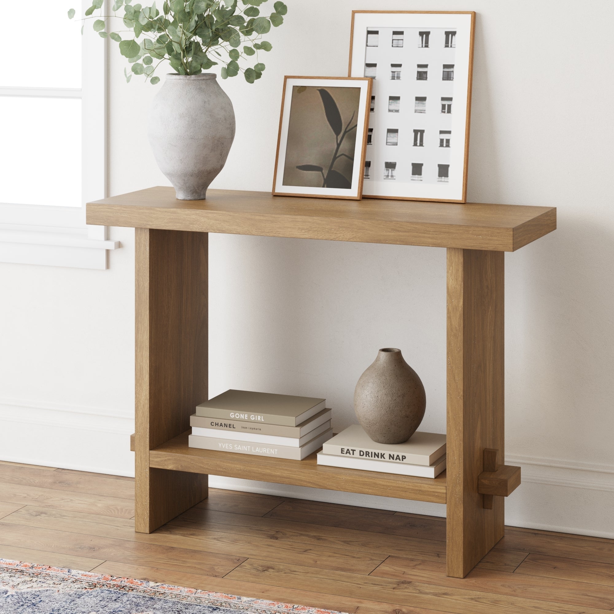 Wood Console Table Light Brown