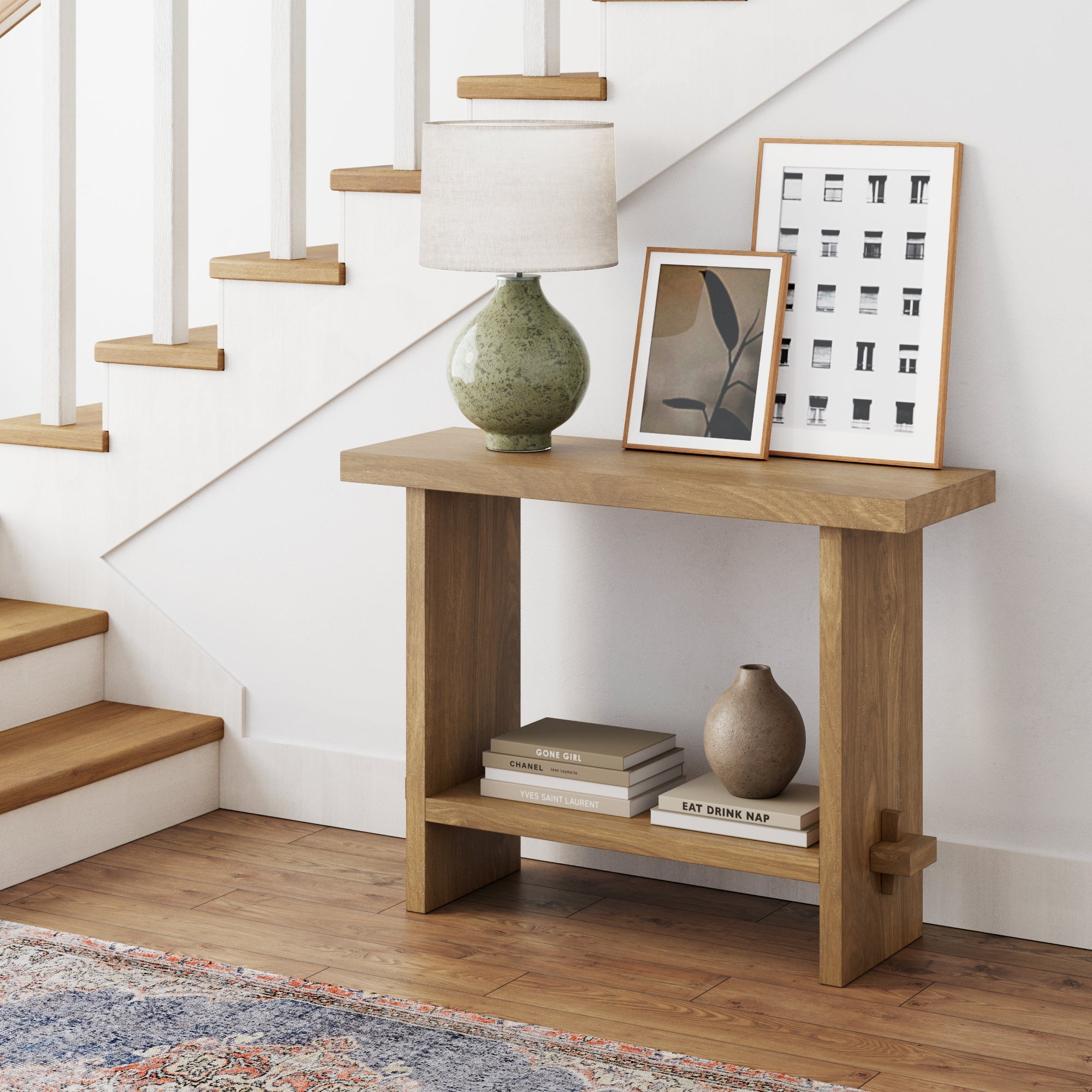 Wood Console Table Light Brown