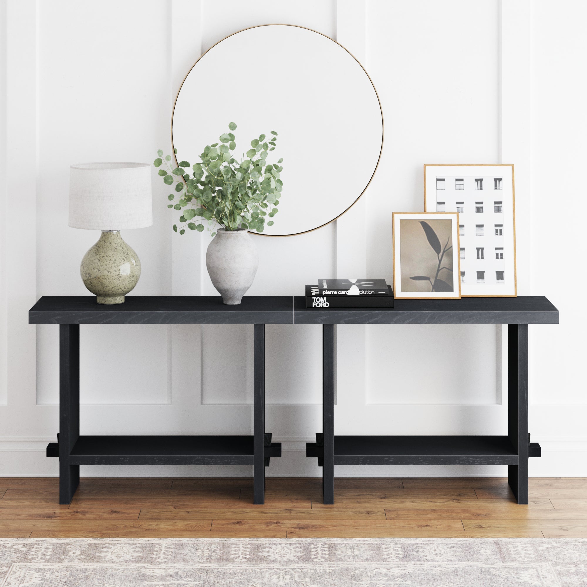 Wood Console Tables Black Oak (Set of 2)