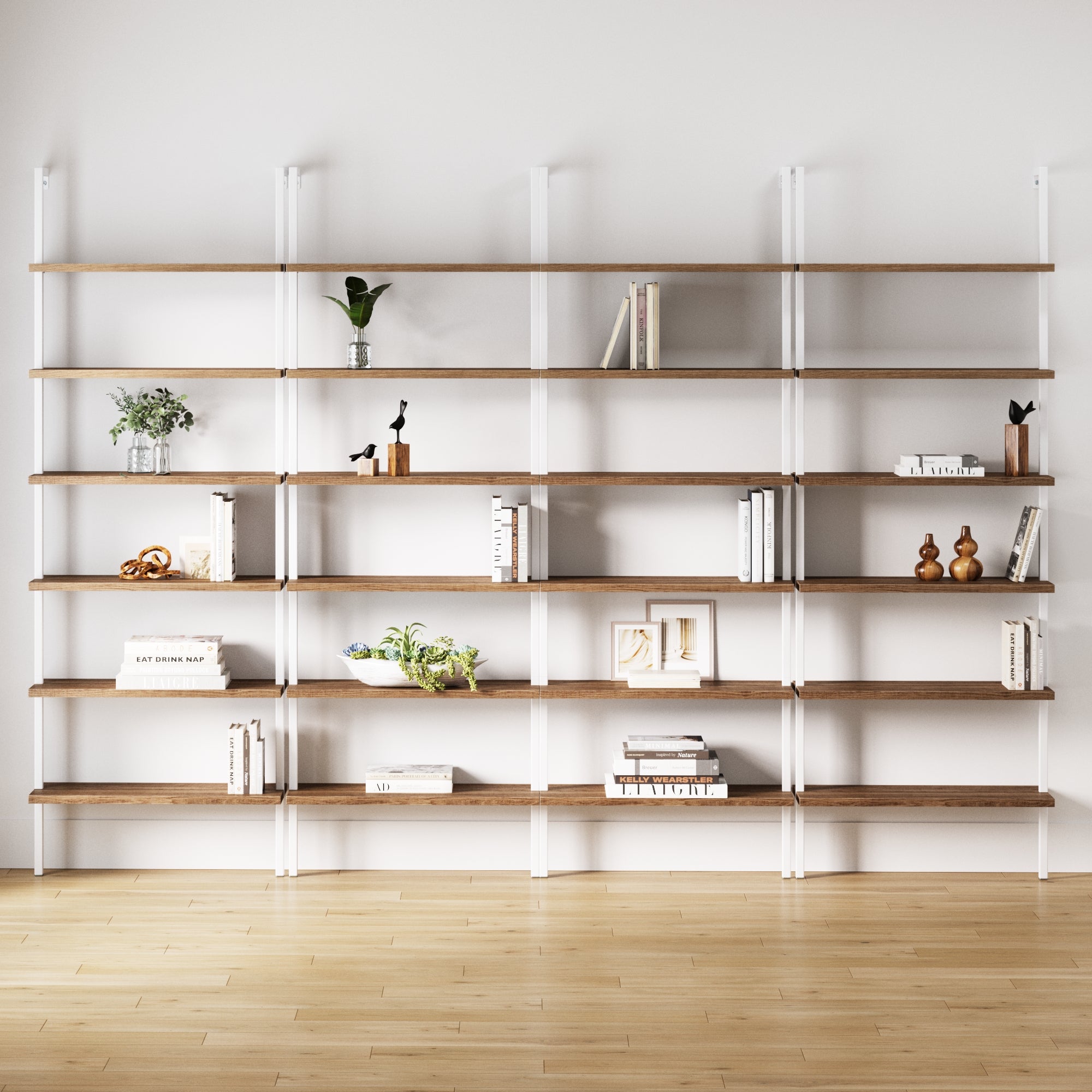 6-Shelf Bookcase Oak Matte White (Set of 4)