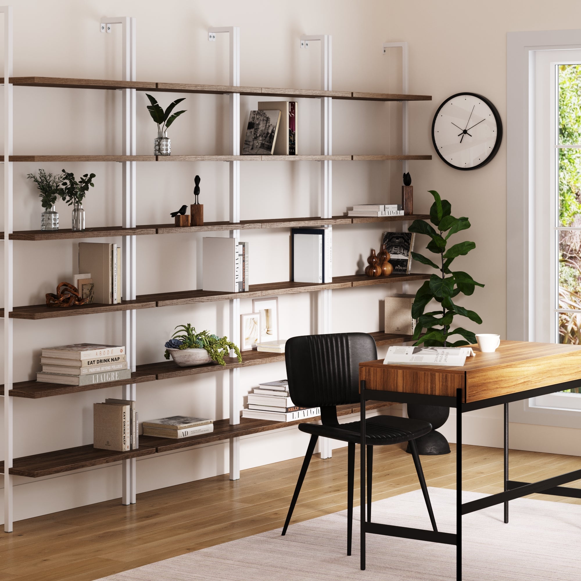 6-Shelf Bookcase Oak Matte White (Set of 4)