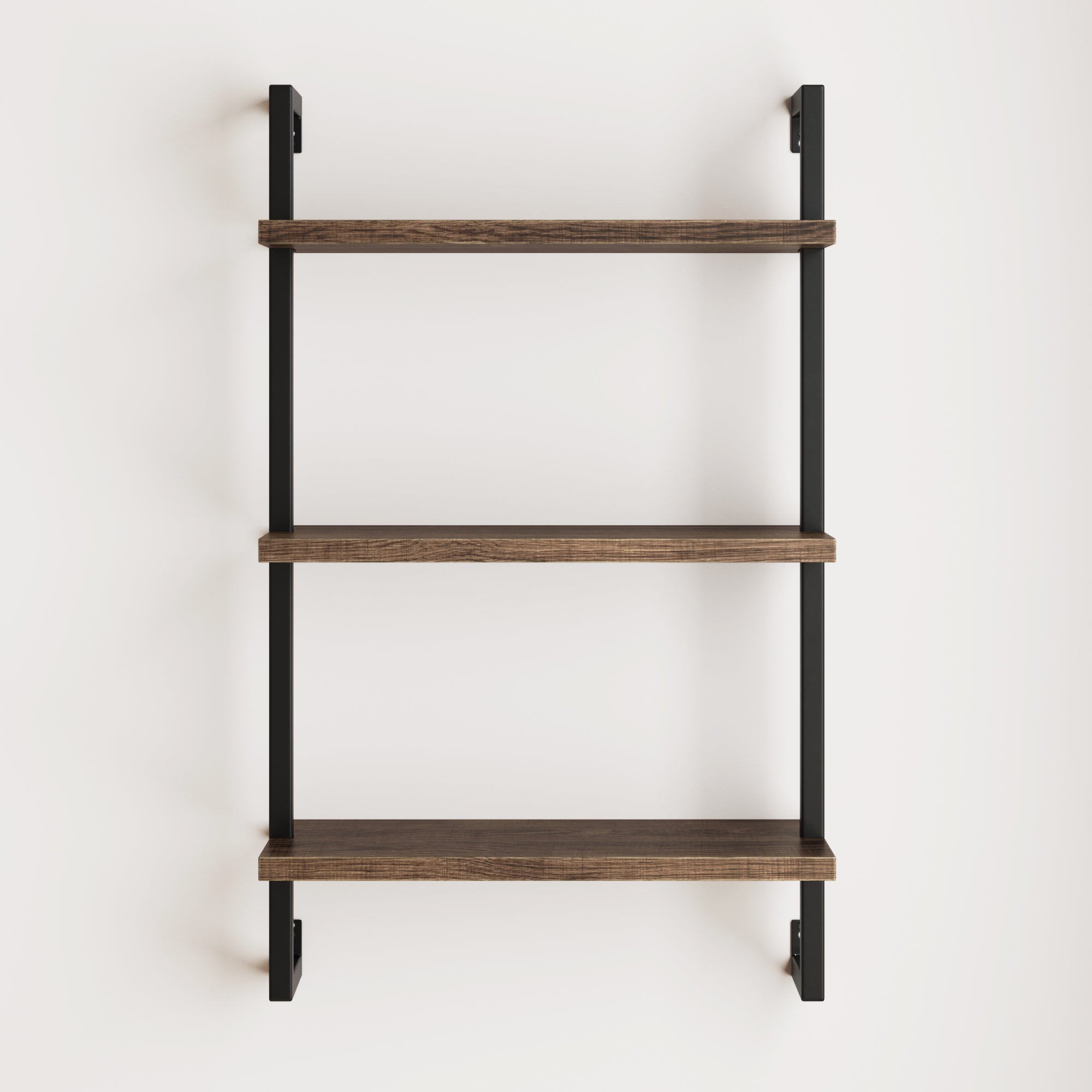 Wood & Metal 3-Shelf Floating Bookshelf Oak