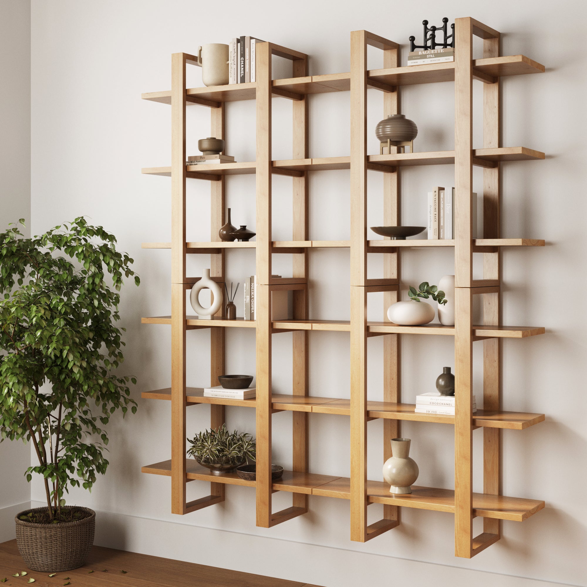 Solid Wood Wall Shelves Warm Pine (Set of 4)