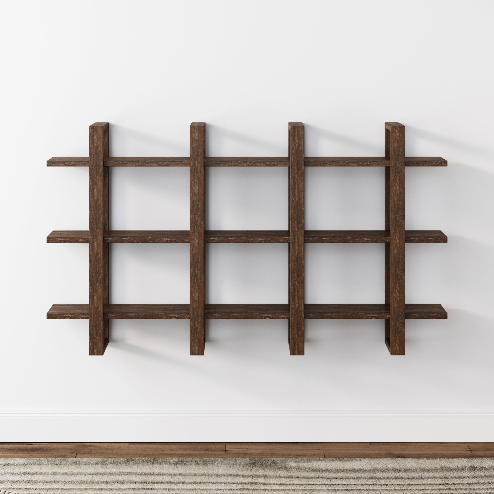 Solid Wood Wall Shelves Dark Brown (Set of 2)