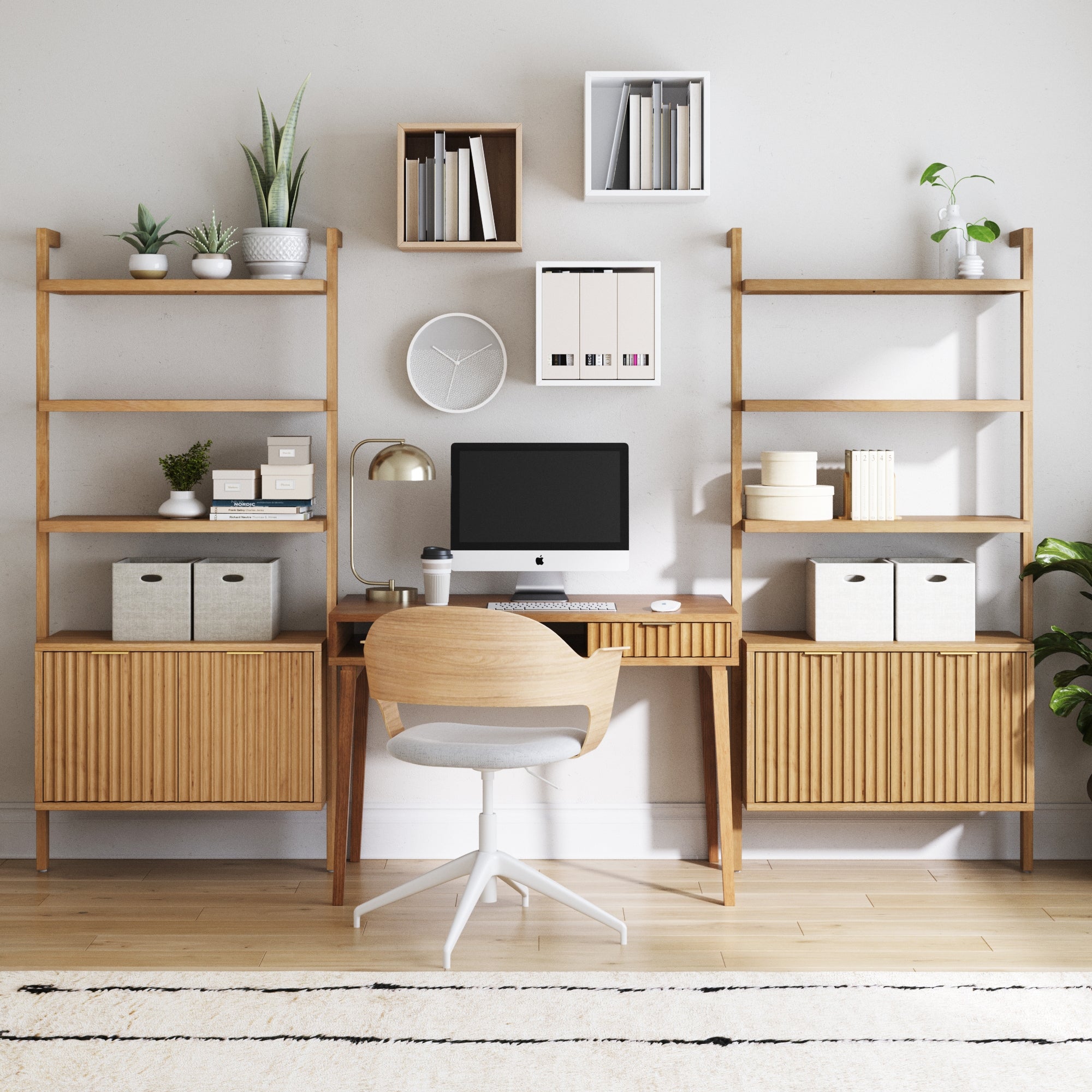 Mid-Century Fluted Wall Desk