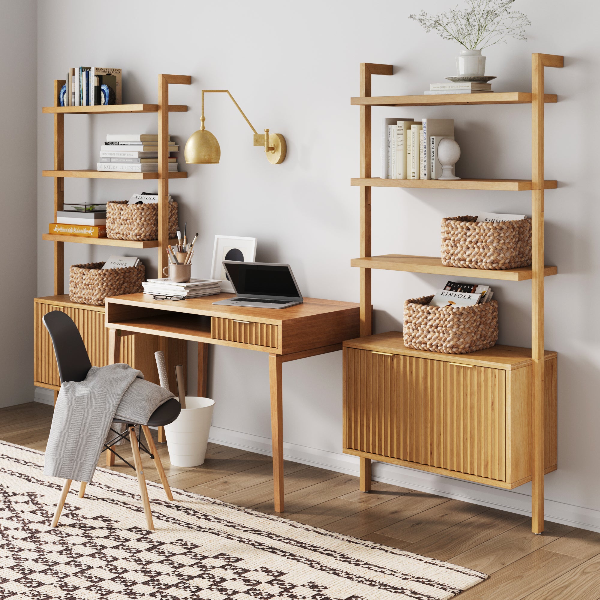 Mid-Century Fluted Wall Desk