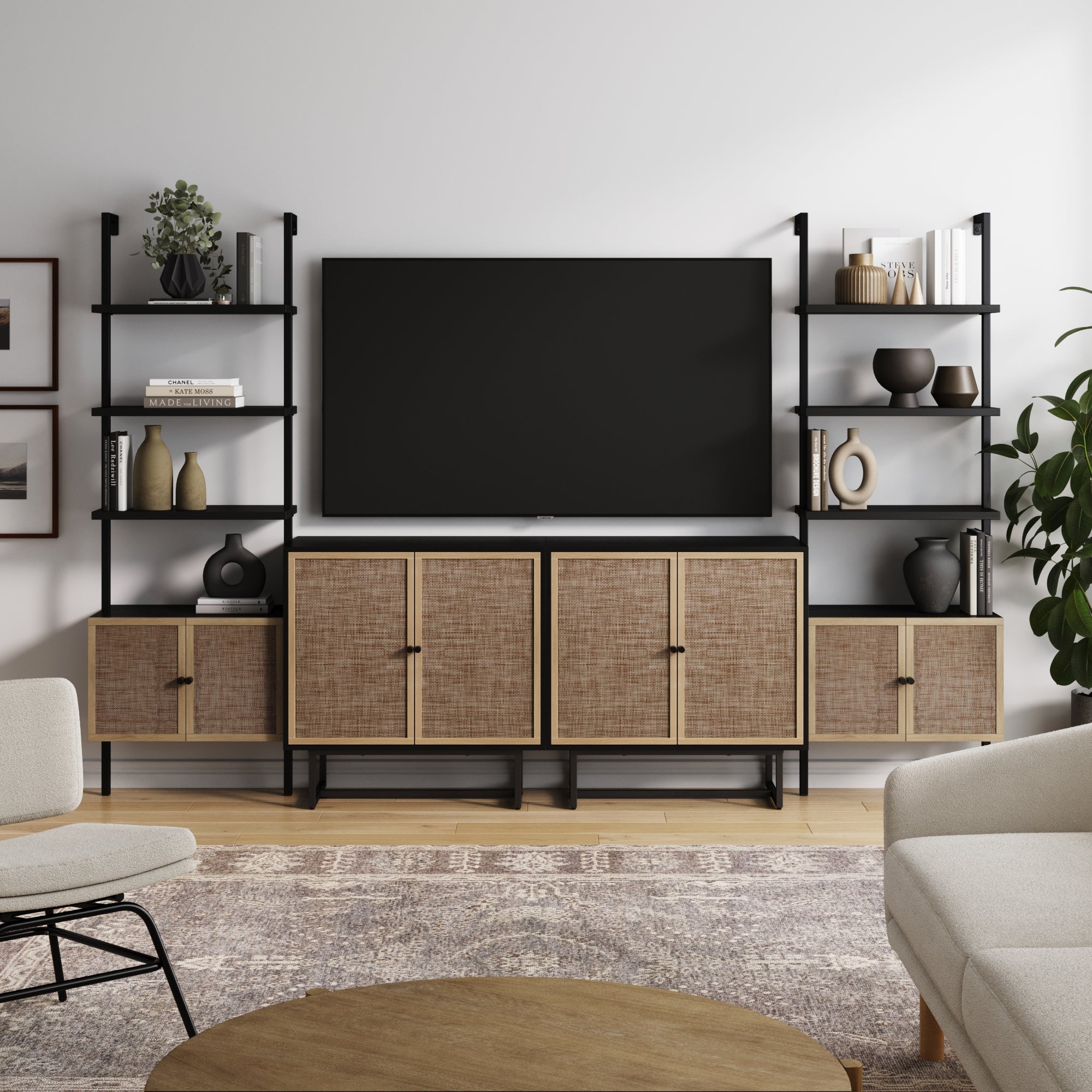 Boho Rattan Entertainment Center