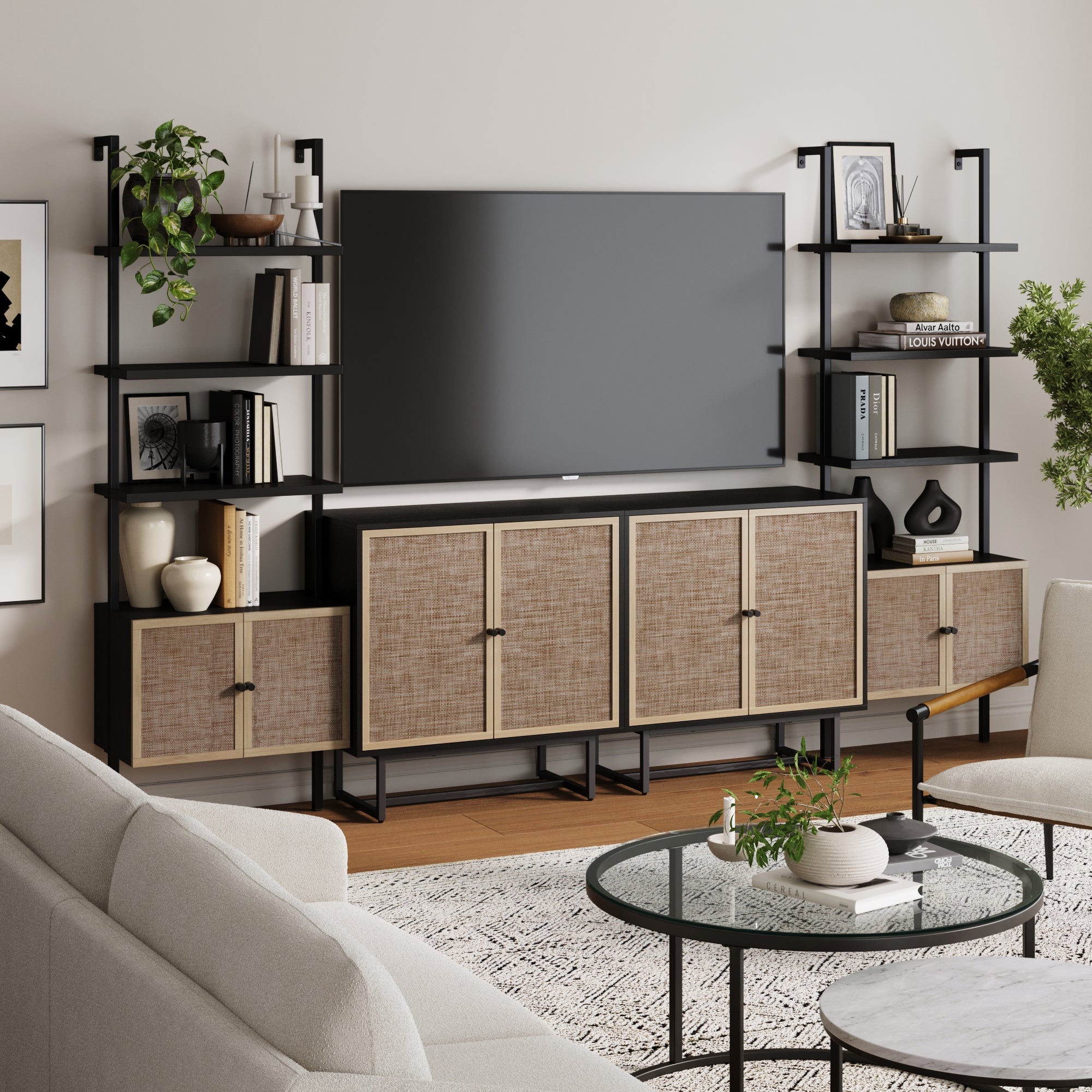 Boho Rattan Entertainment Center