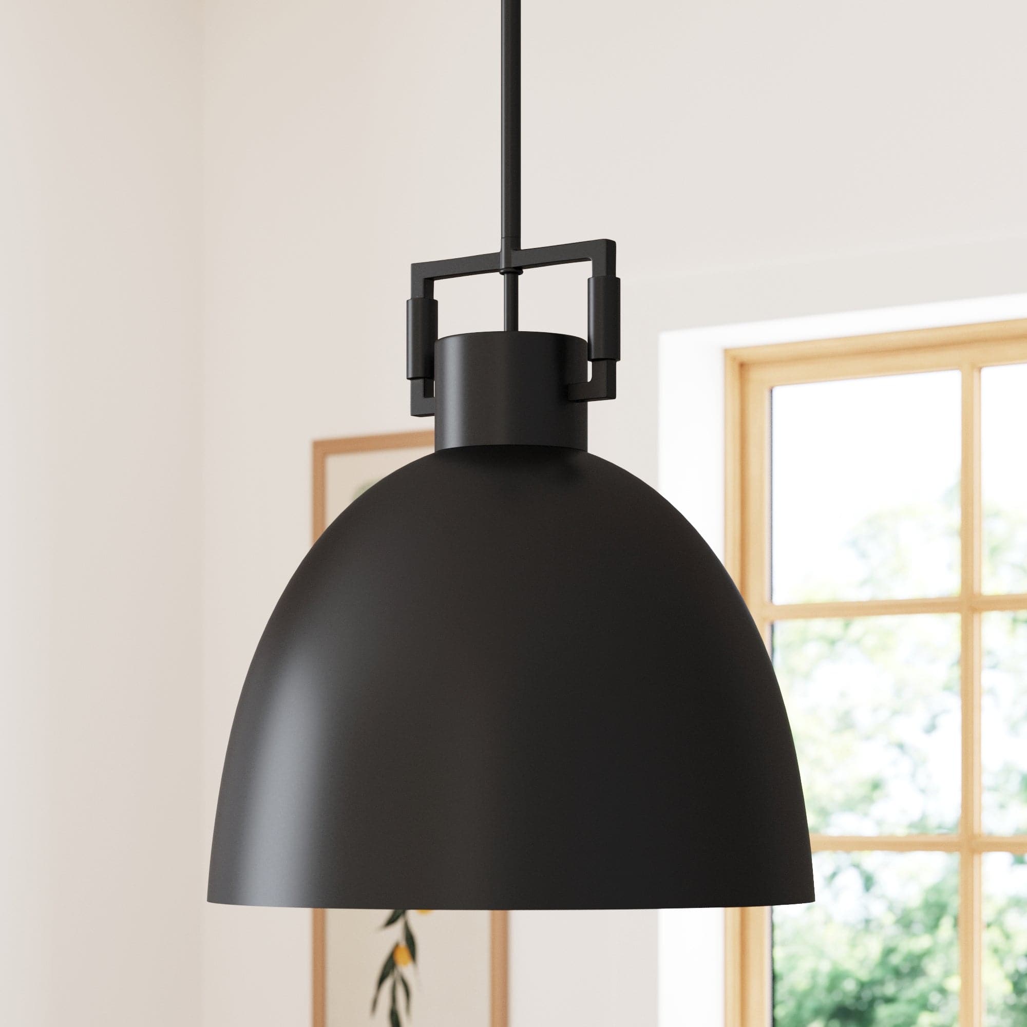 Metal Dome Shade Pendant Ceiling Light Black