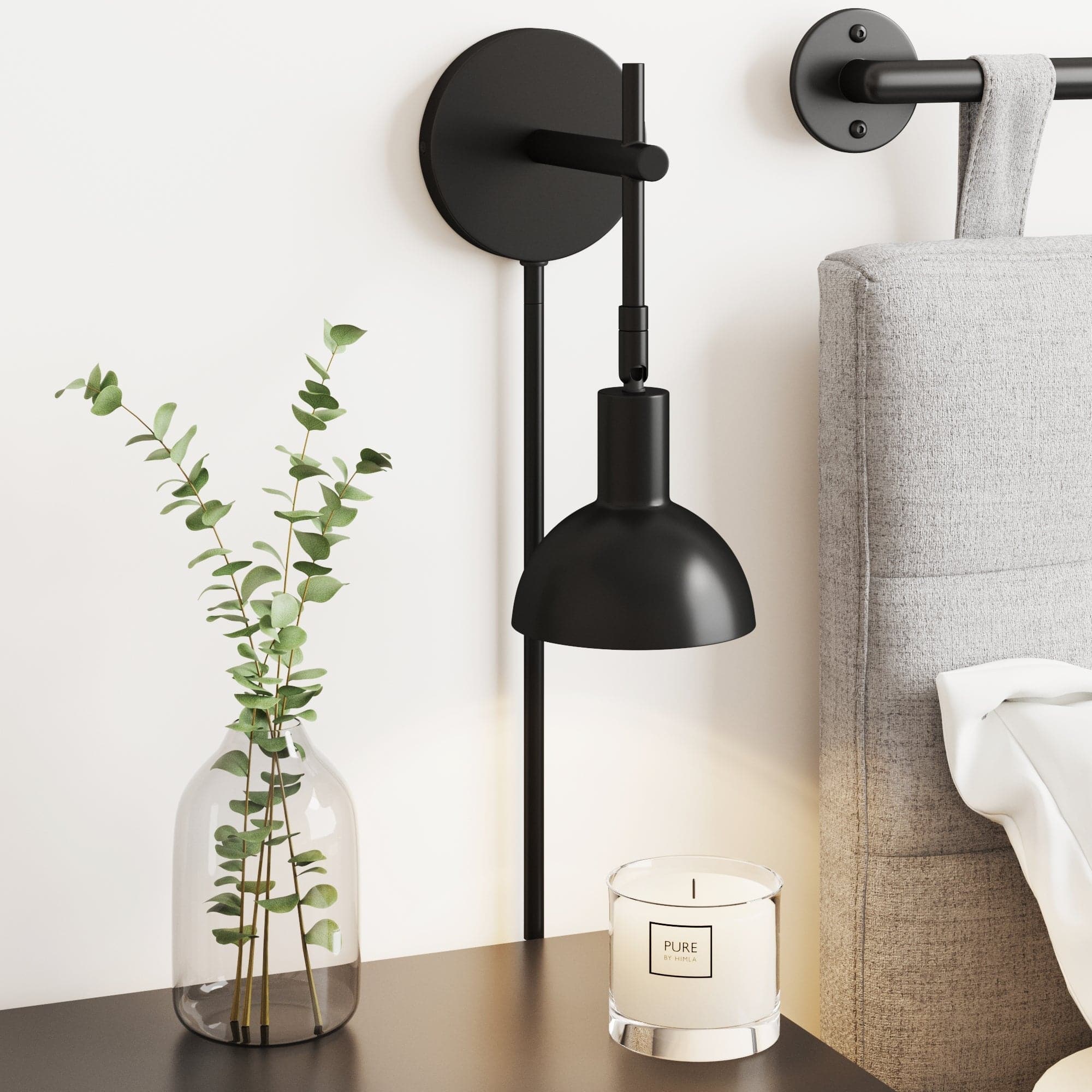 Plug-In Adjustable Metal Wall Light Black