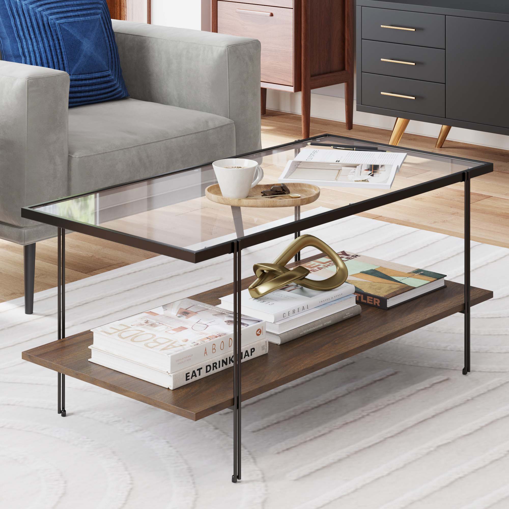 Glass Top Modern Coffee Table | Asher